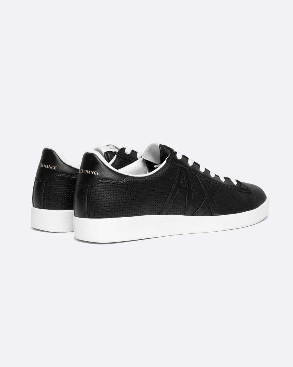 Armani Exchange Mens Perforated Leather Sneakers With AX Logo - Image 3
