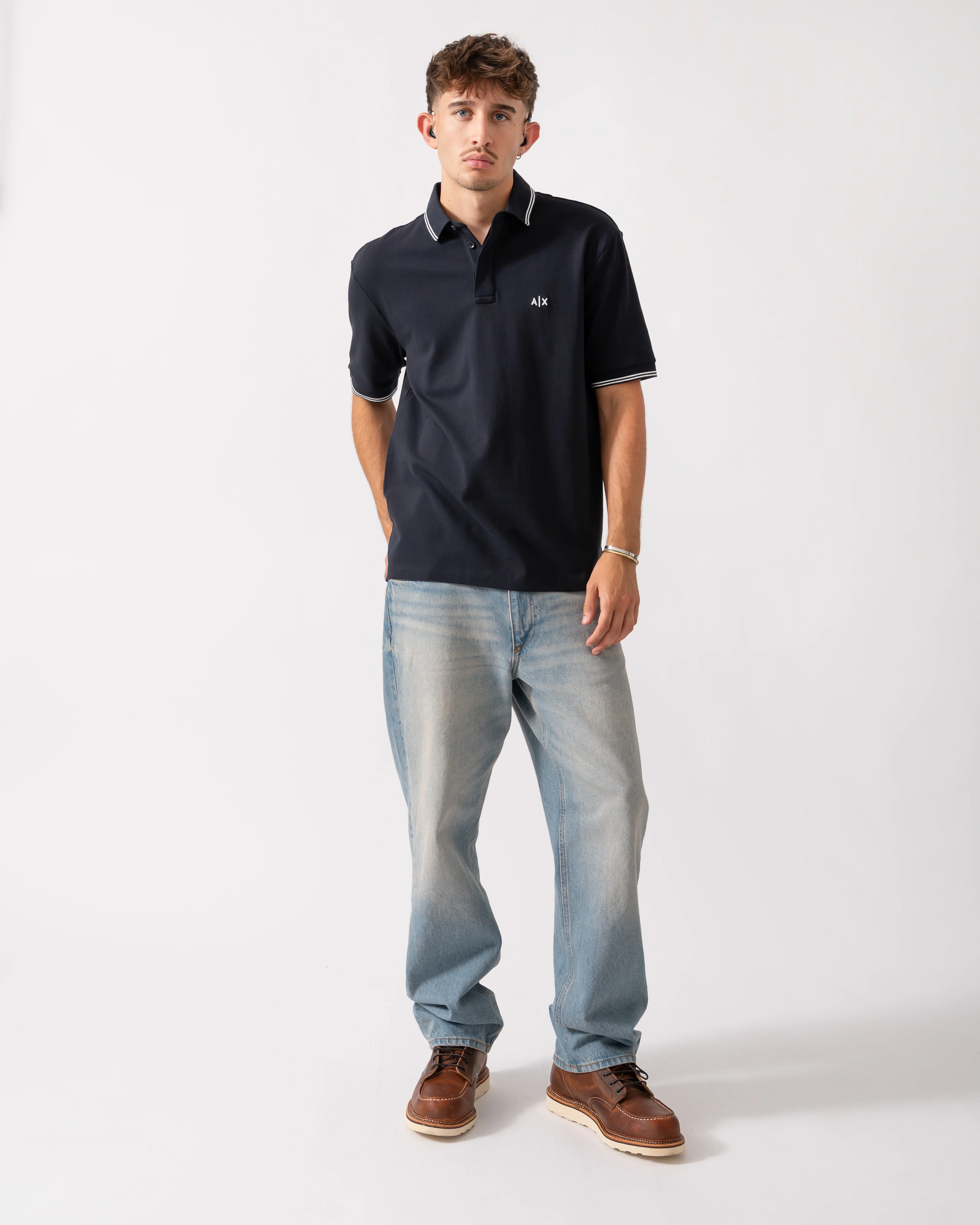 Armani Exchange Mens A|X Monogram Polo Shirt with Double Tipping - Deep Navy UB101 - Image 2