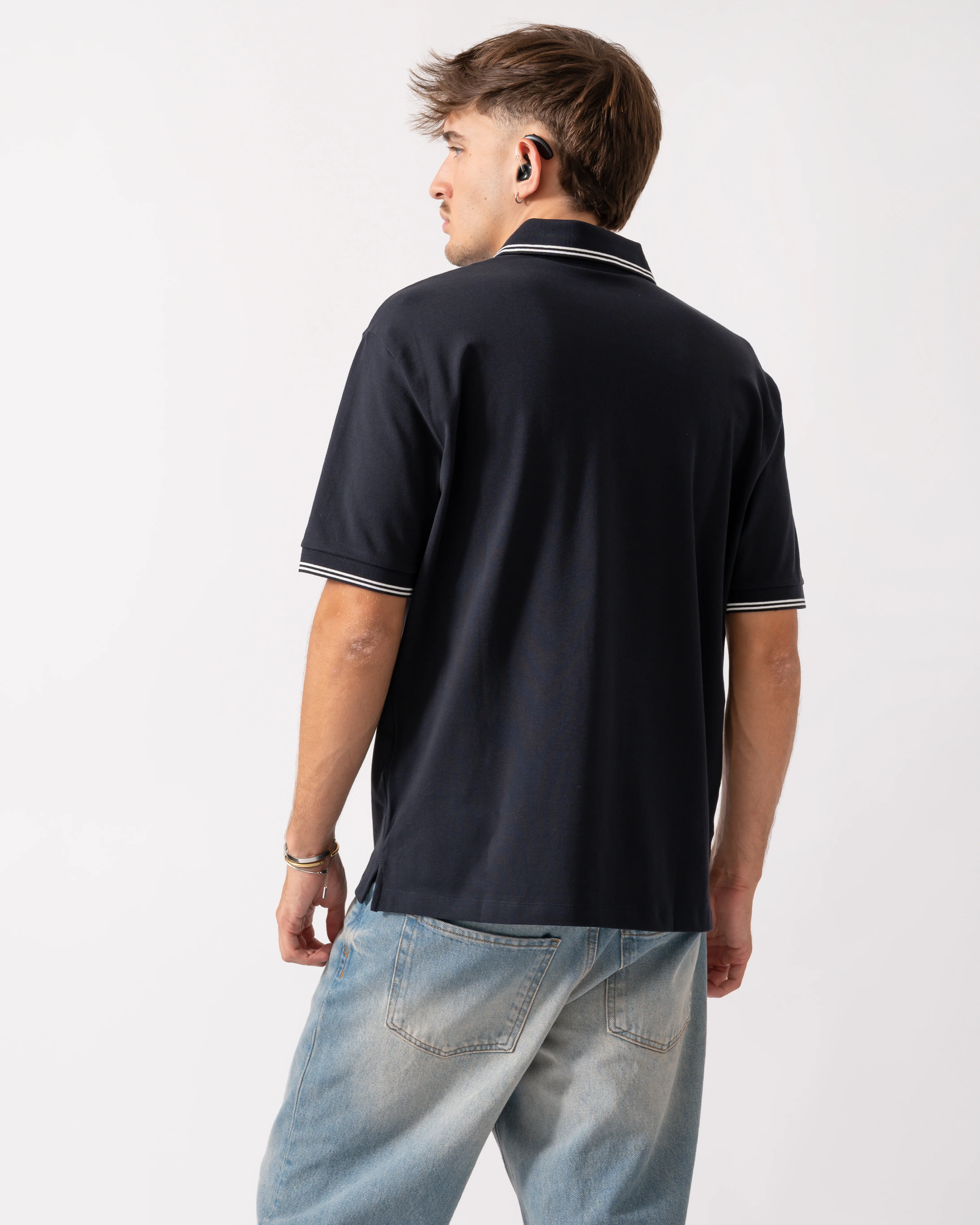 Armani Exchange Mens A|X Monogram Polo Shirt with Double Tipping - Deep Navy UB101 - Image 4