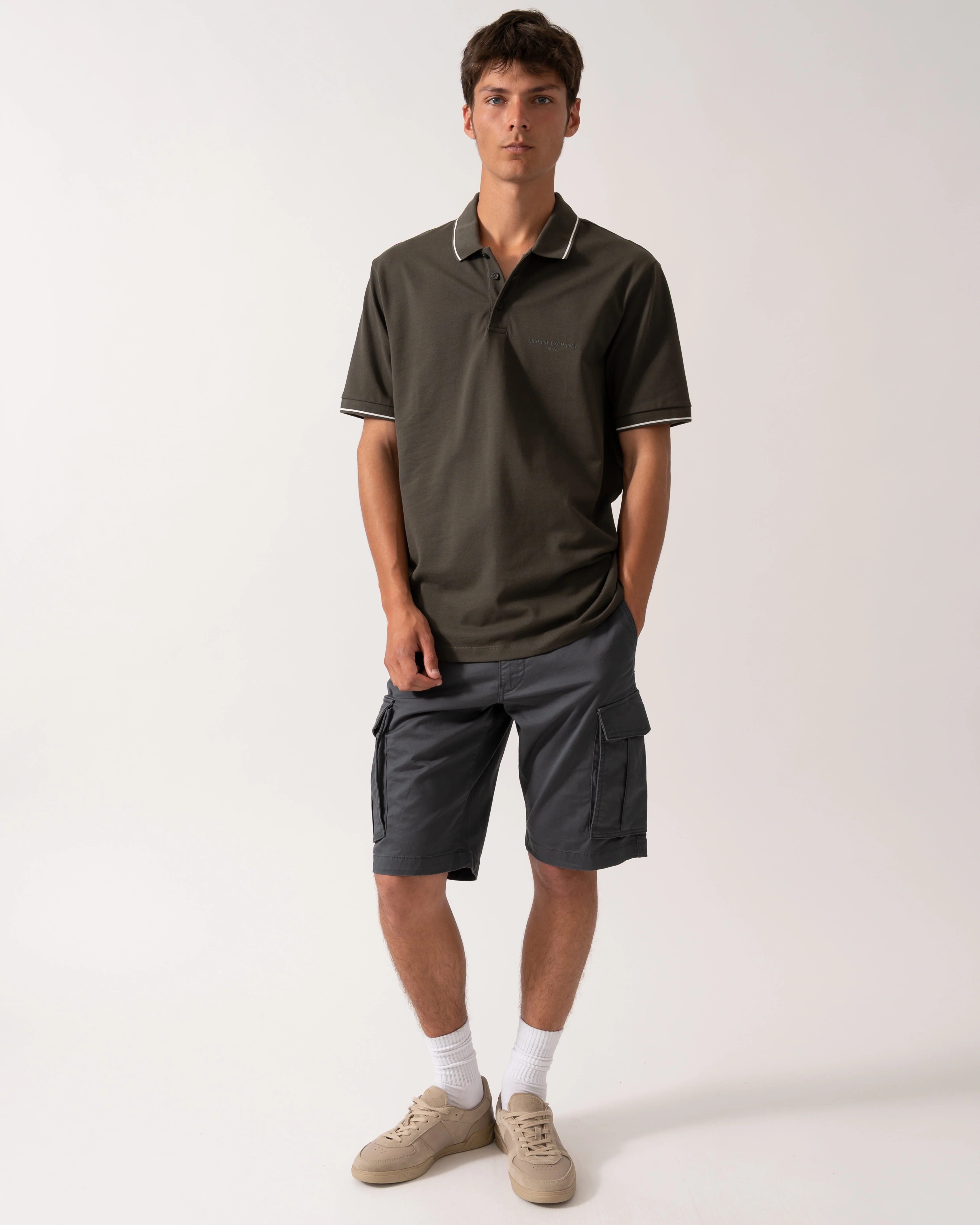 Armani Exchange Mens Regular Fit Mercerised Cotton Polo Shirt - Black Ink U8120 - Image 3