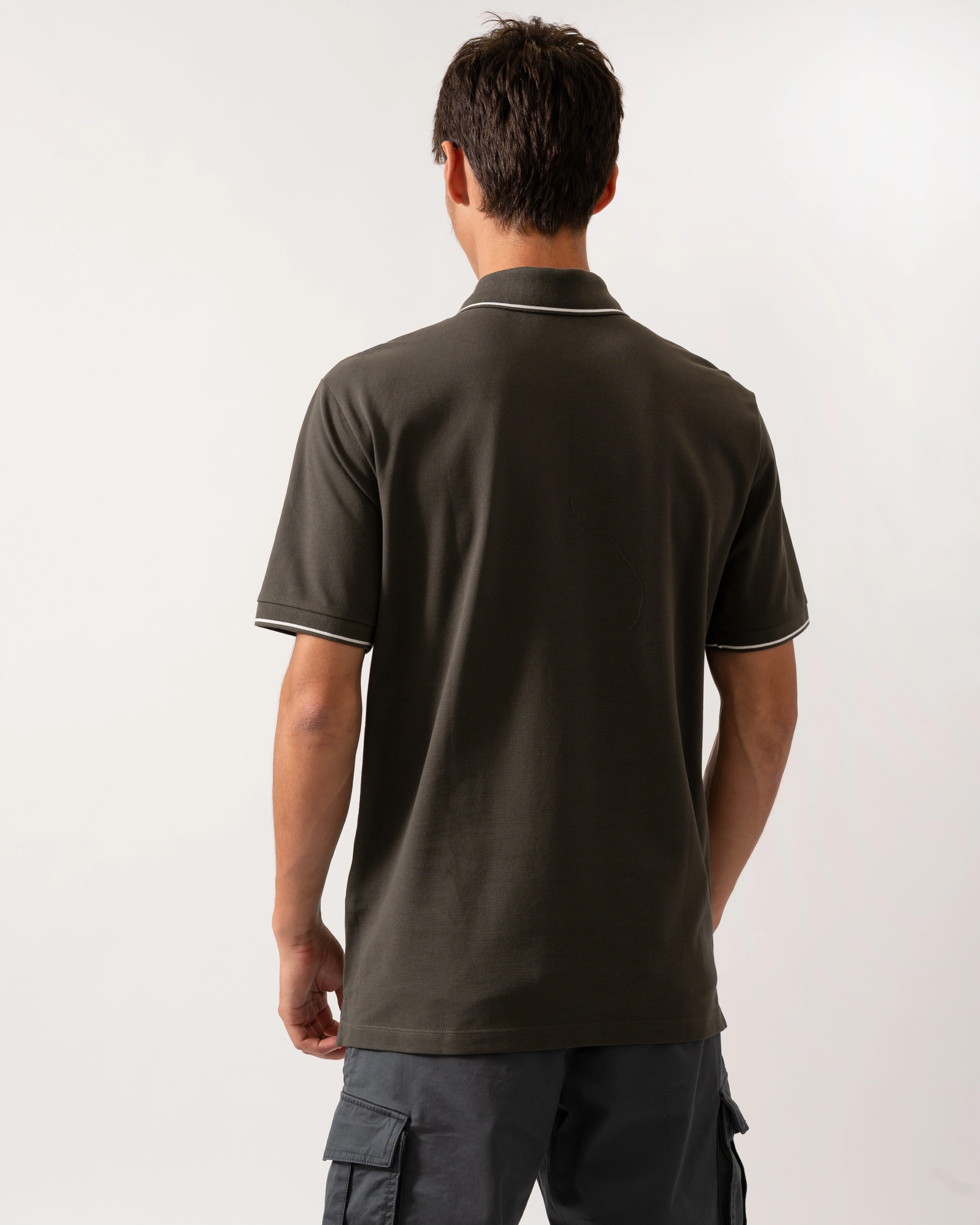 Armani Exchange Mens Regular Fit Mercerised Cotton Polo Shirt - Black Ink U8120 - Image 4