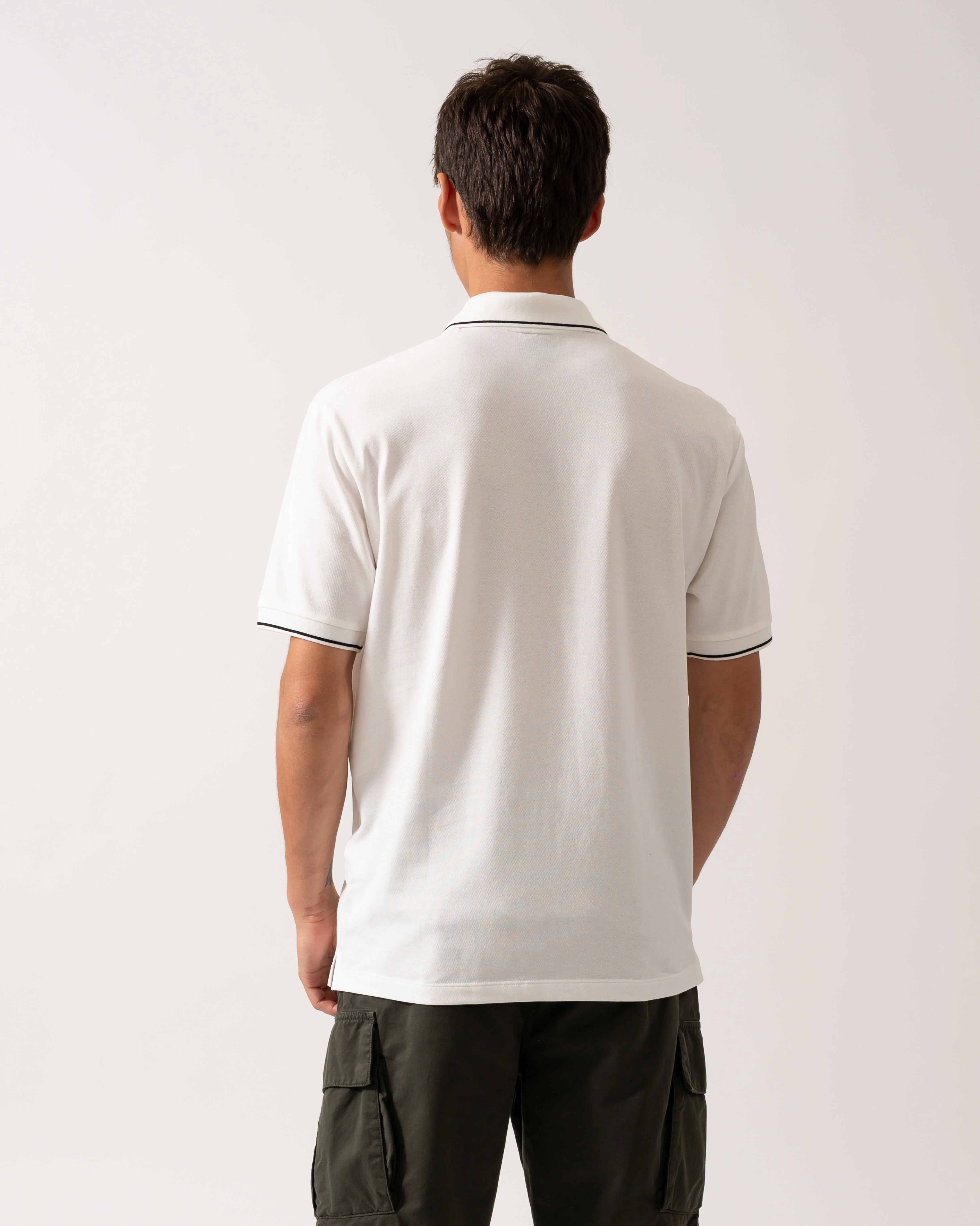 Armani Exchange Mens Regular Fit Mercerised Cotton Polo Shirt - Off White U0009 - Image 4