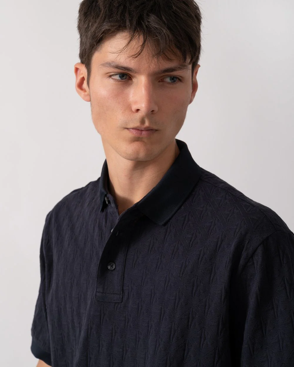 Armani Exchange Mens Regular Fit Polo Shirt with Tone-On-Tone Allover Logo - Deep Navy UB101 - Image 2