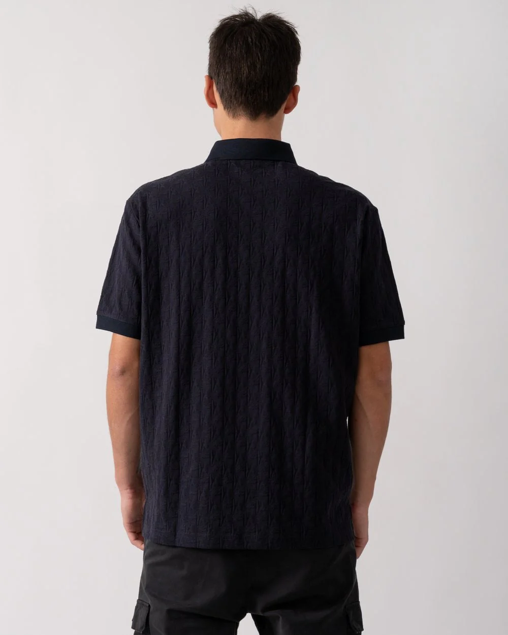 Armani Exchange Mens Regular Fit Polo Shirt with Tone-On-Tone Allover Logo - Deep Navy UB101 - Image 4