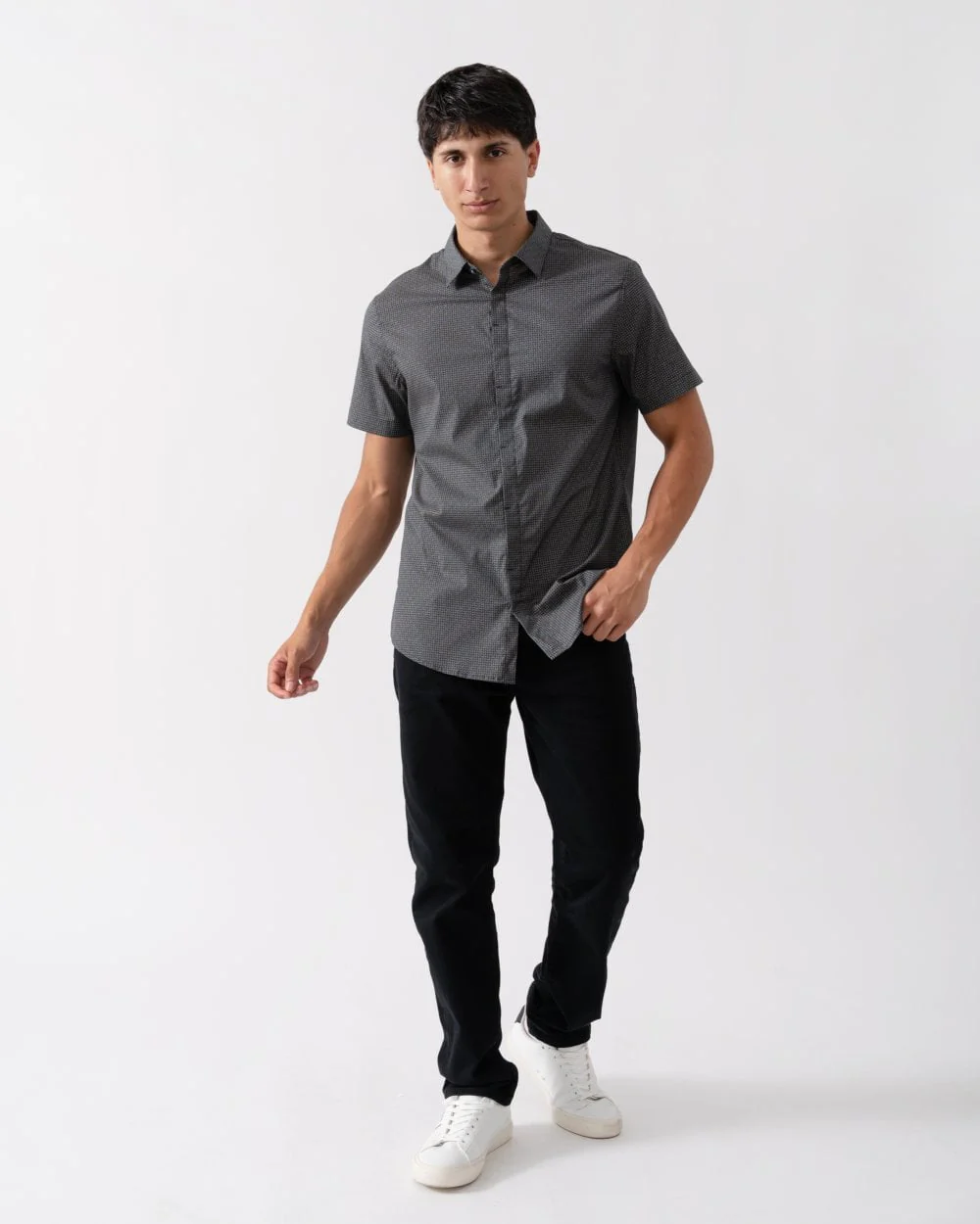 Armani Exchange Mens Short Sleeve AOP Logo Pattern Shirt - Image 2