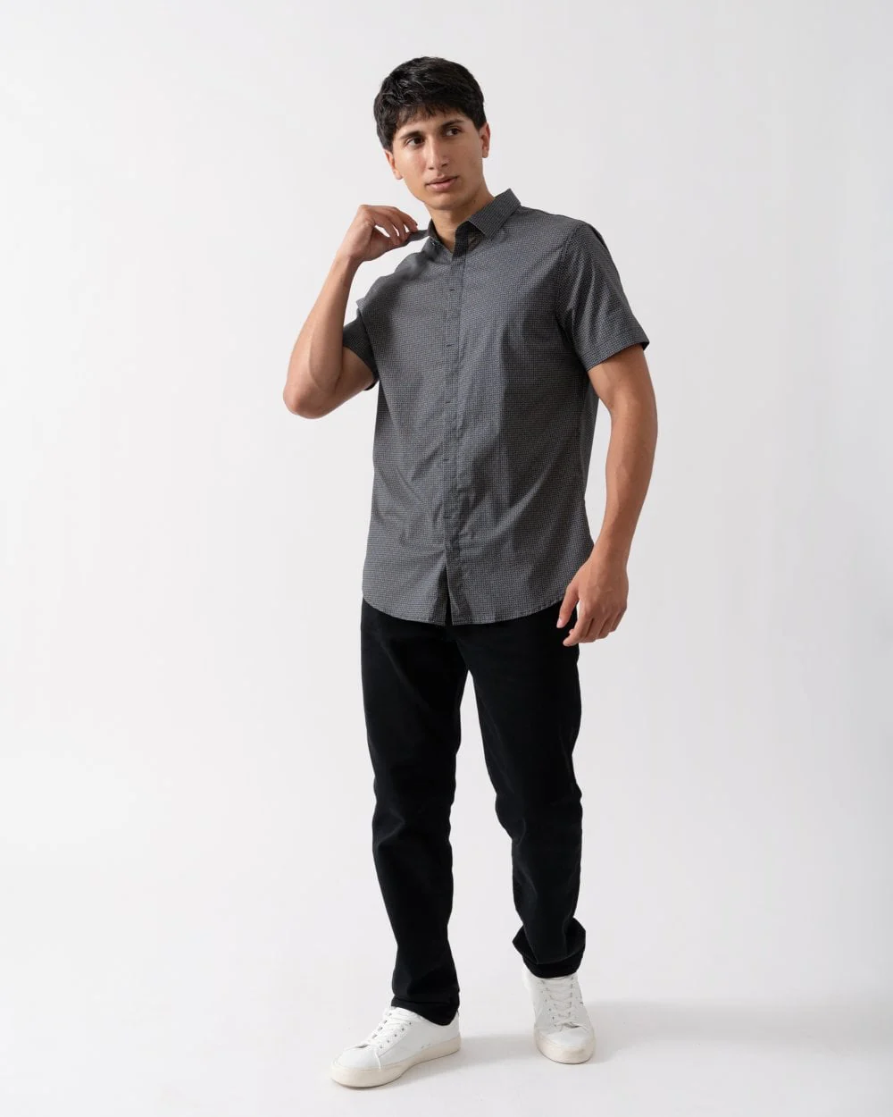 Armani Exchange Mens Short Sleeve AOP Logo Pattern Shirt - Image 3