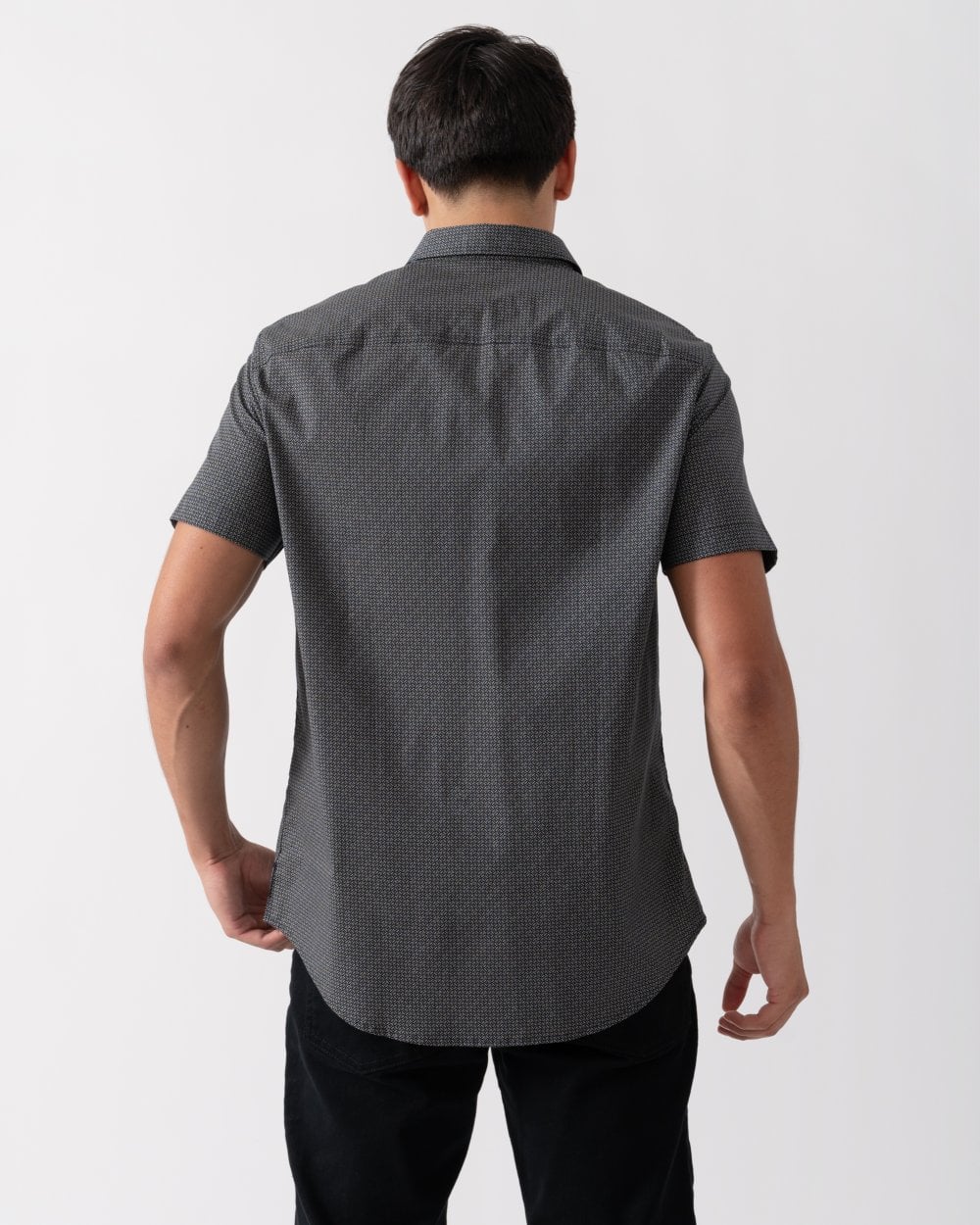 Armani Exchange Mens Short Sleeve AOP Logo Pattern Shirt - Image 4