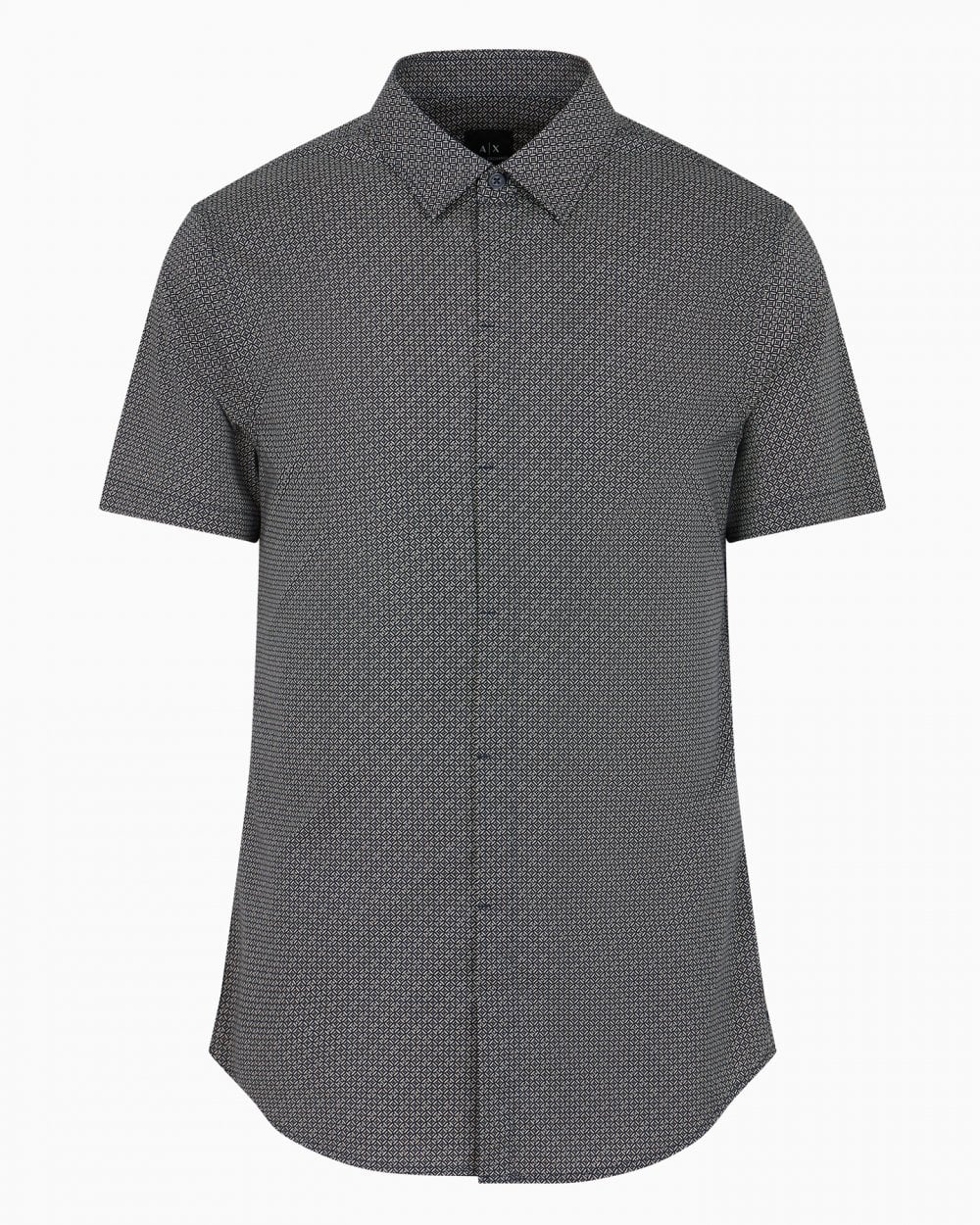 Armani Exchange Mens Short Sleeve AOP Logo Pattern Shirt - Image 5