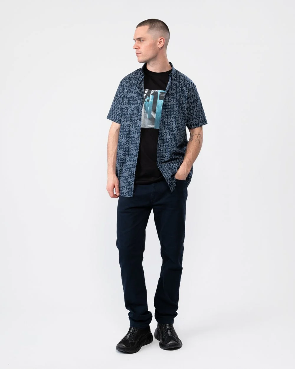 Armani Exchange Mens Short Sleeve AOP Shirt - Image 3