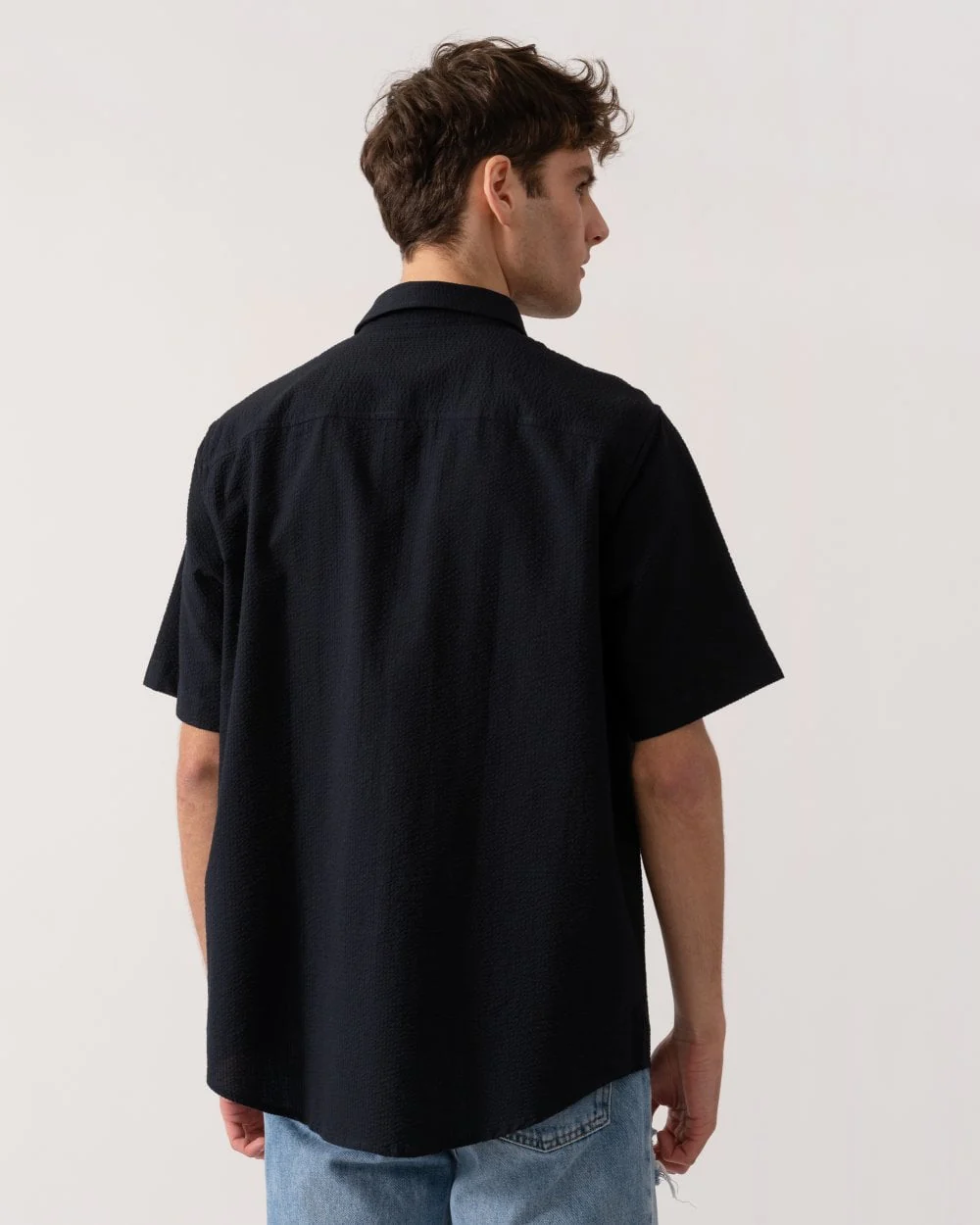 Armani Exchange Mens Short Sleeved Seersucker Shirt - Deep Navy UB101 - Image 4