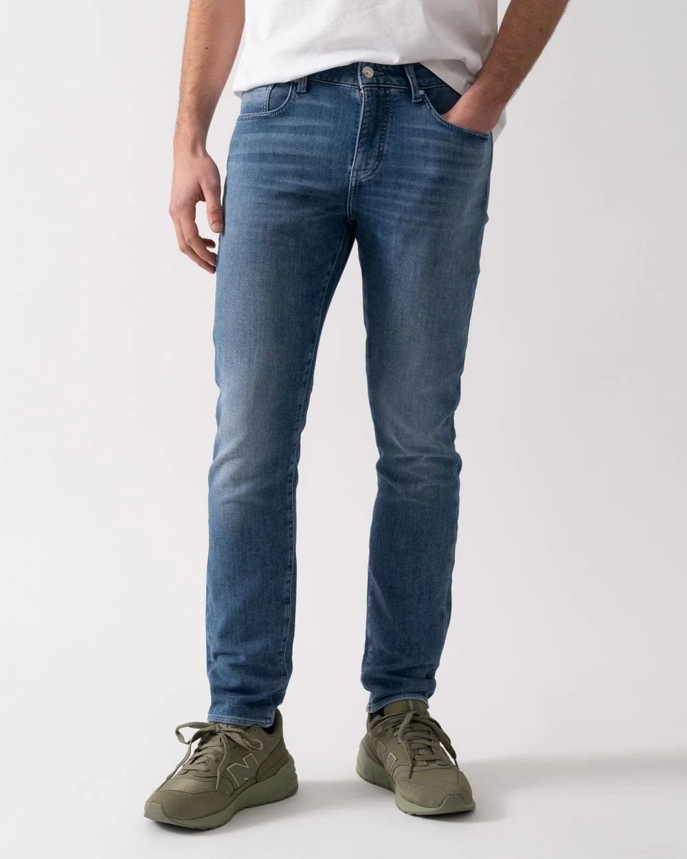 Armani Exchange Mens Slim Fit 5 Pocket Jeans - Medium Blue Denim MB002