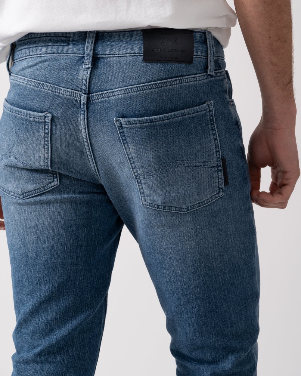 Armani Exchange Mens Slim Fit 5 Pocket Jeans - Medium Blue Denim MB002 - Image 3