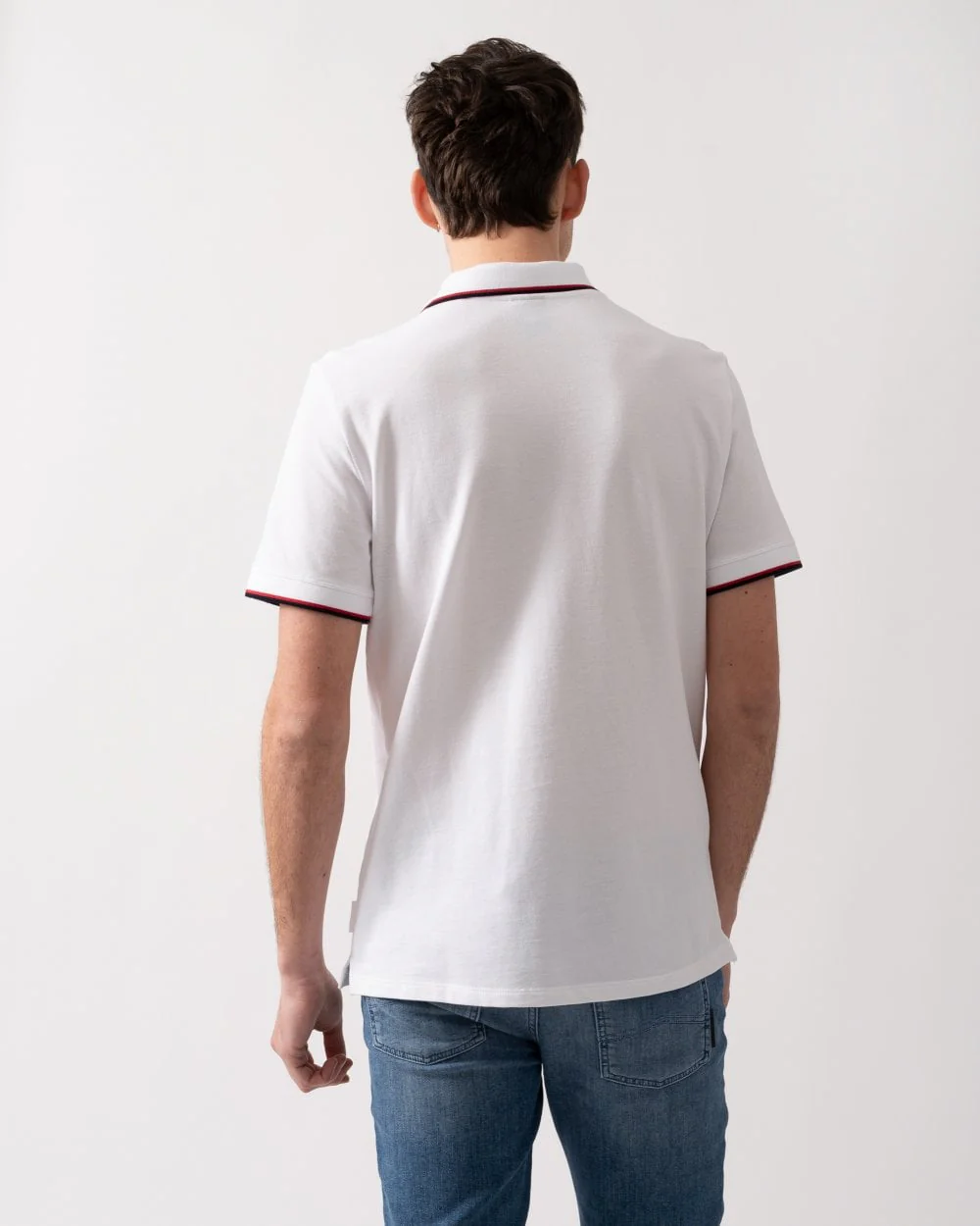 Armani Exchange Mens Small Logo Pique Polo Shirt - White - Image 4