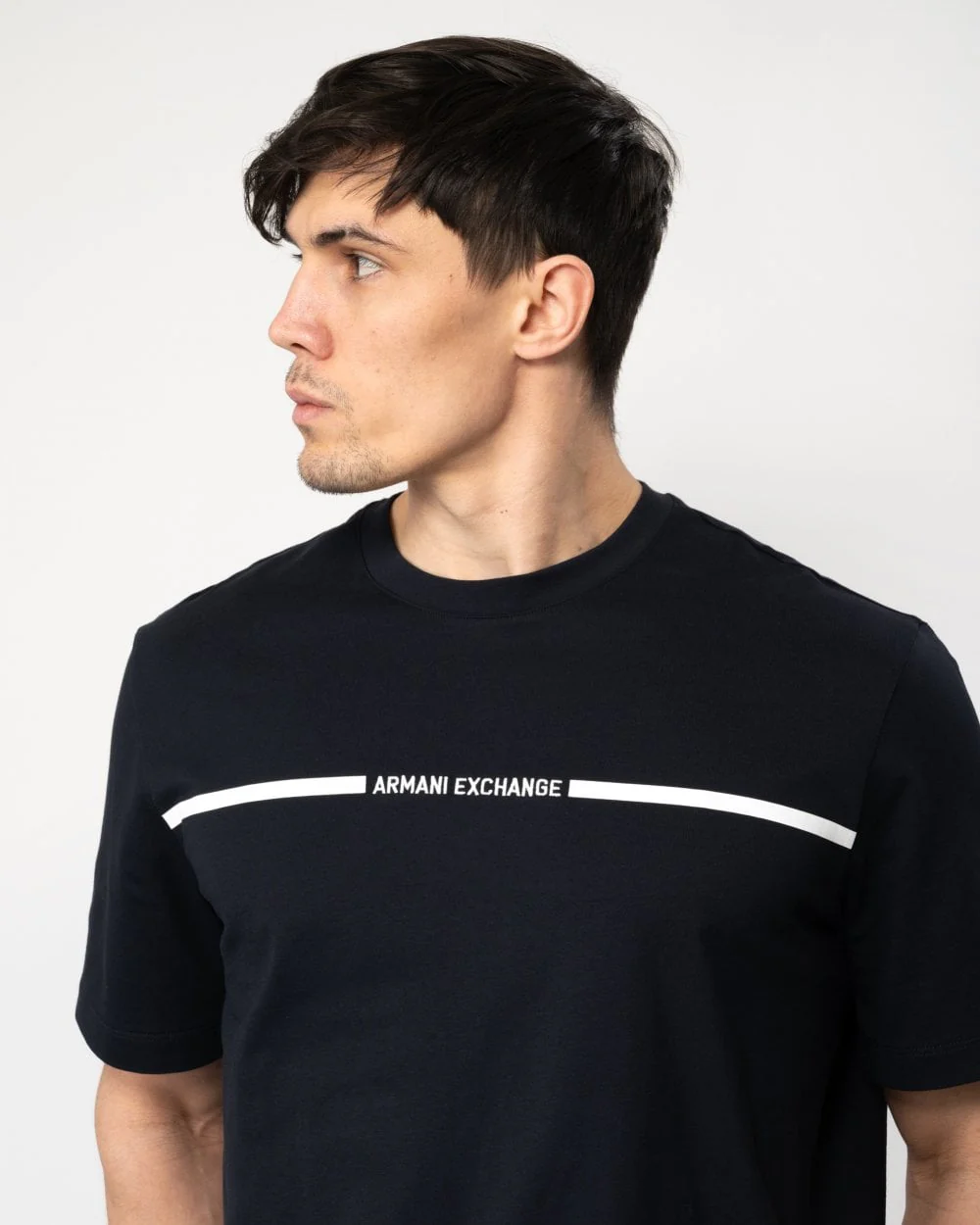 Armani Exchange Mens Stripe Logo T-Shirt - Image 2