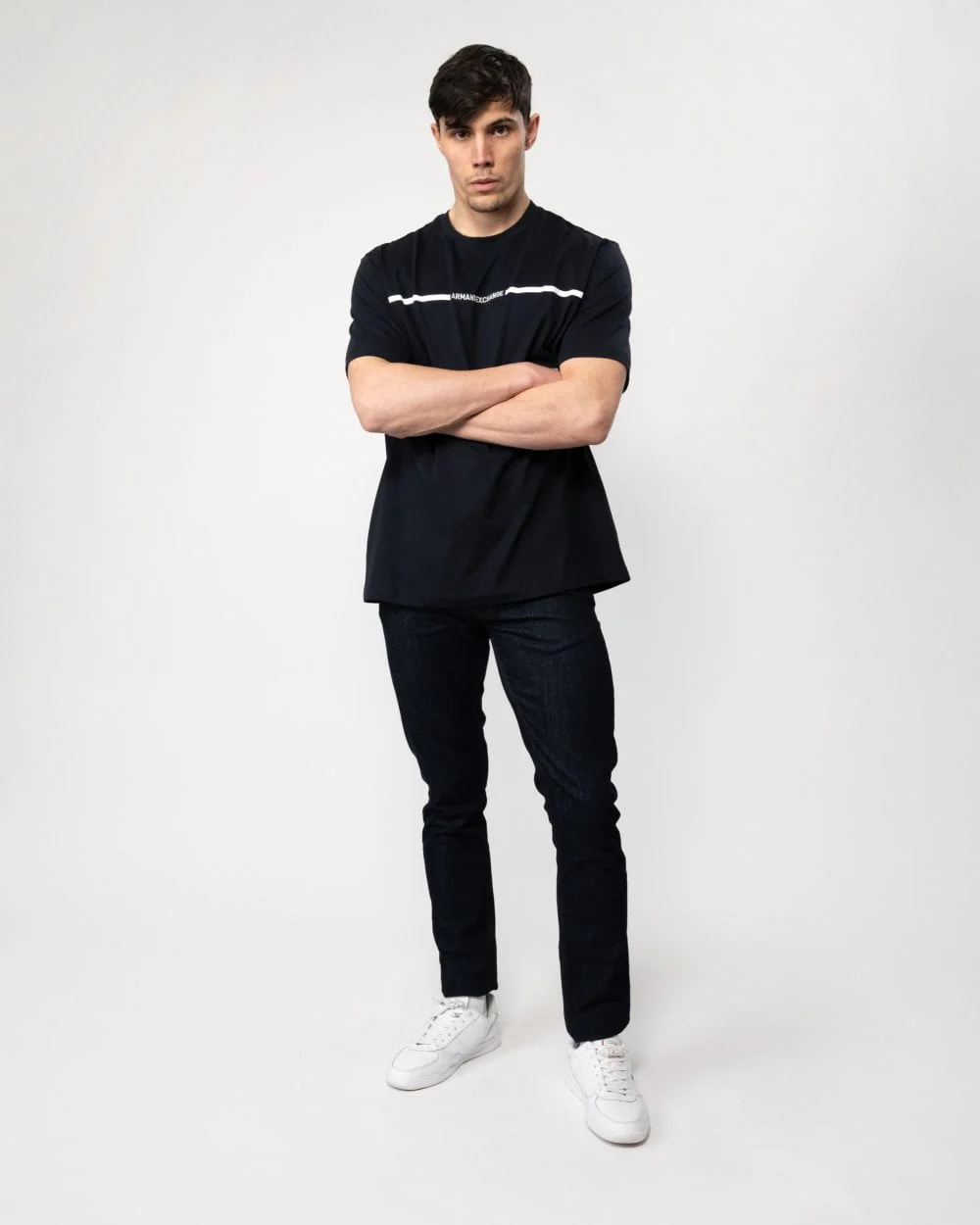 Armani Exchange Mens Stripe Logo T-Shirt - Image 3