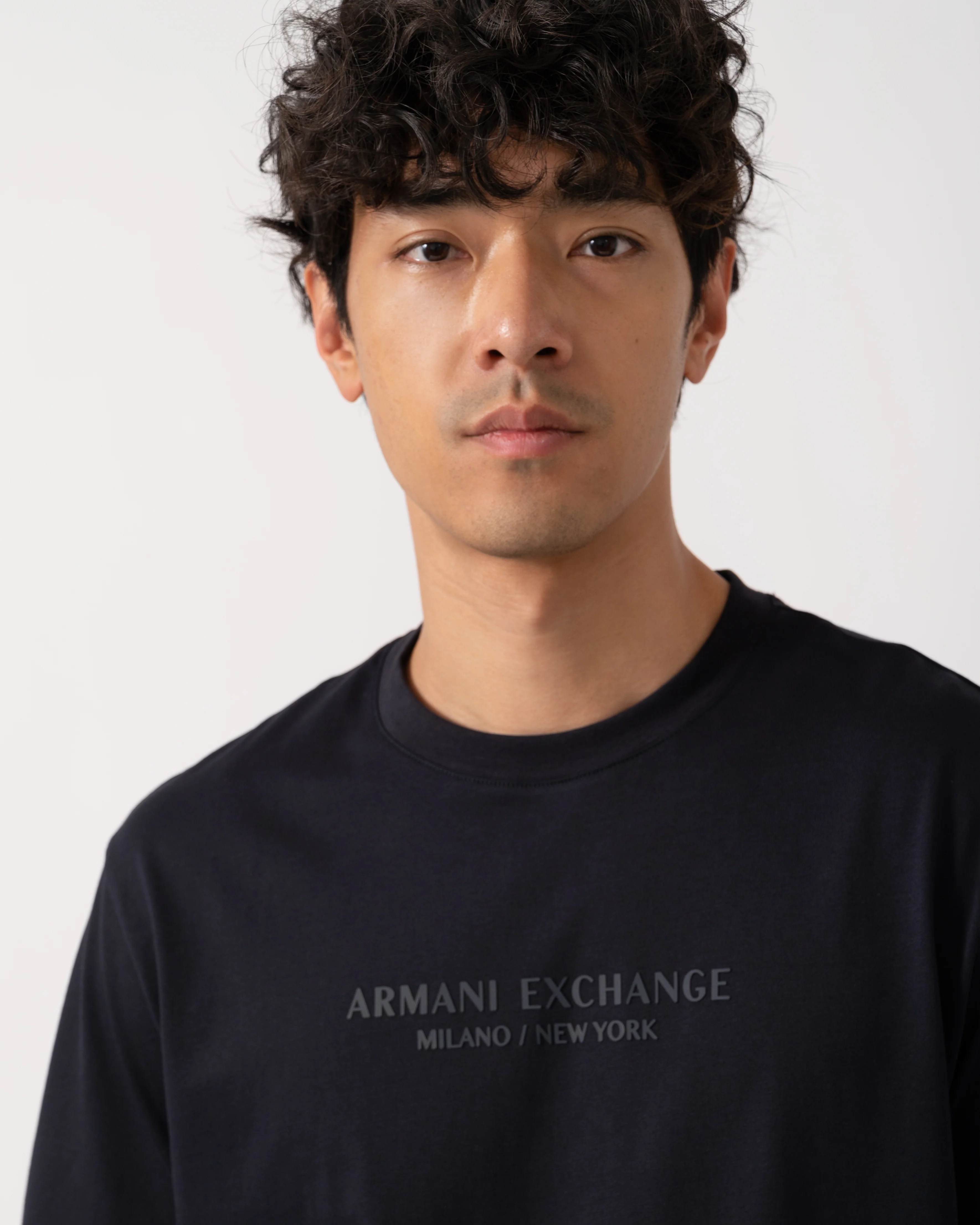 Armani Exchange Mens T-Shirt with Tonal Milano/New York Logo - Deep Navy UB101 - Image 2