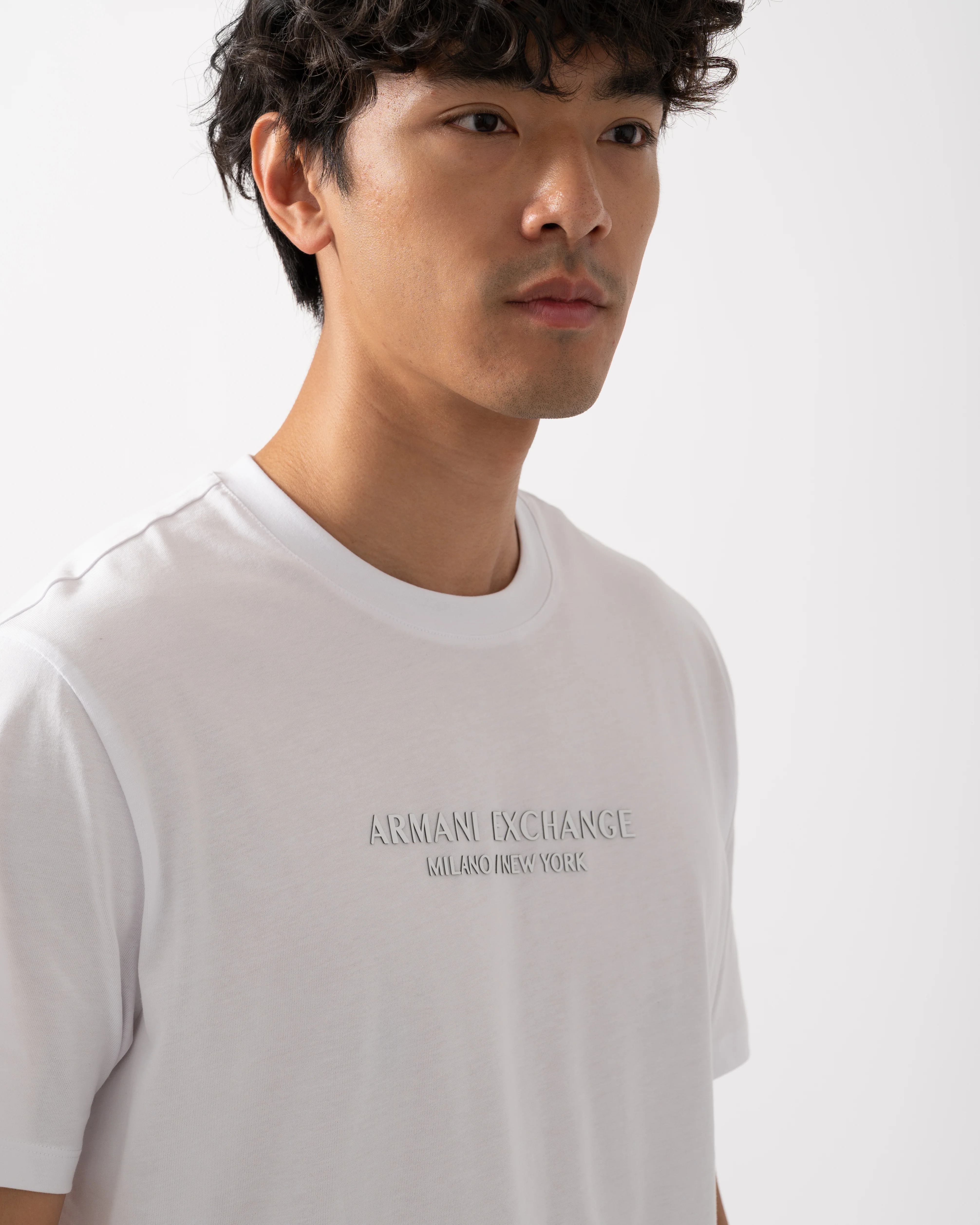 Armani Exchange Mens T-Shirt with Tonal Milano/New York Logo - White U0002 - Image 2