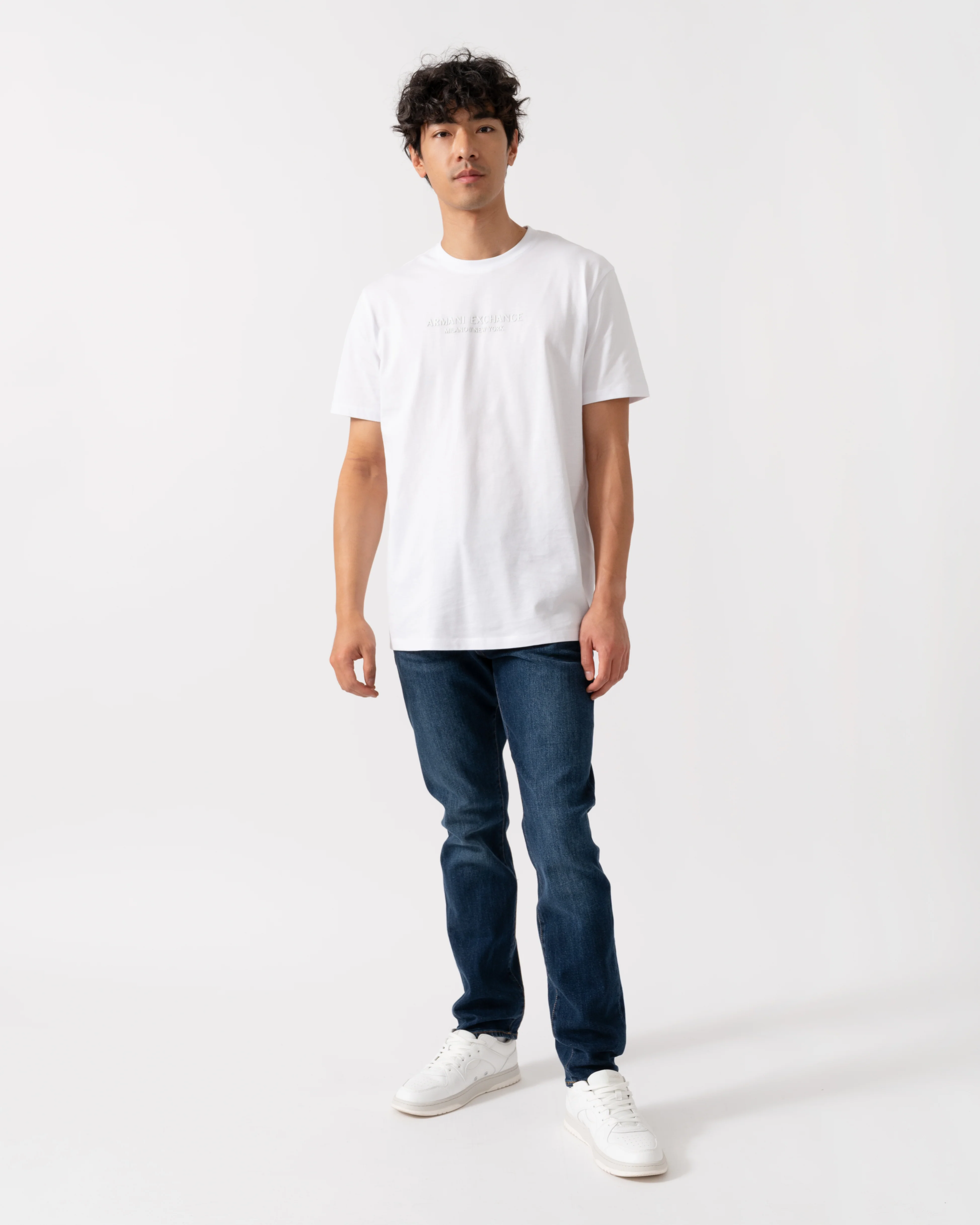 Armani Exchange Mens T-Shirt with Tonal Milano/New York Logo - White U0002 - Image 3