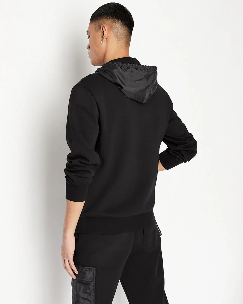 Armani Exchange Mens Techno Fabric Kangaroo Pouch Hoodie 3LZMFB - Image 2