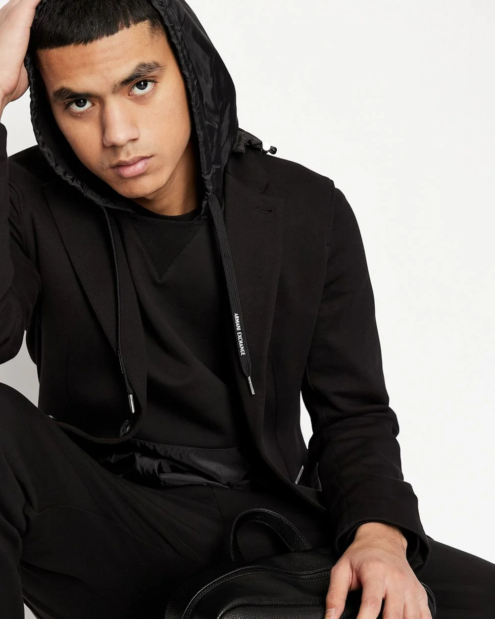 Armani Exchange Mens Techno Fabric Kangaroo Pouch Hoodie 3LZMFB - Image 3