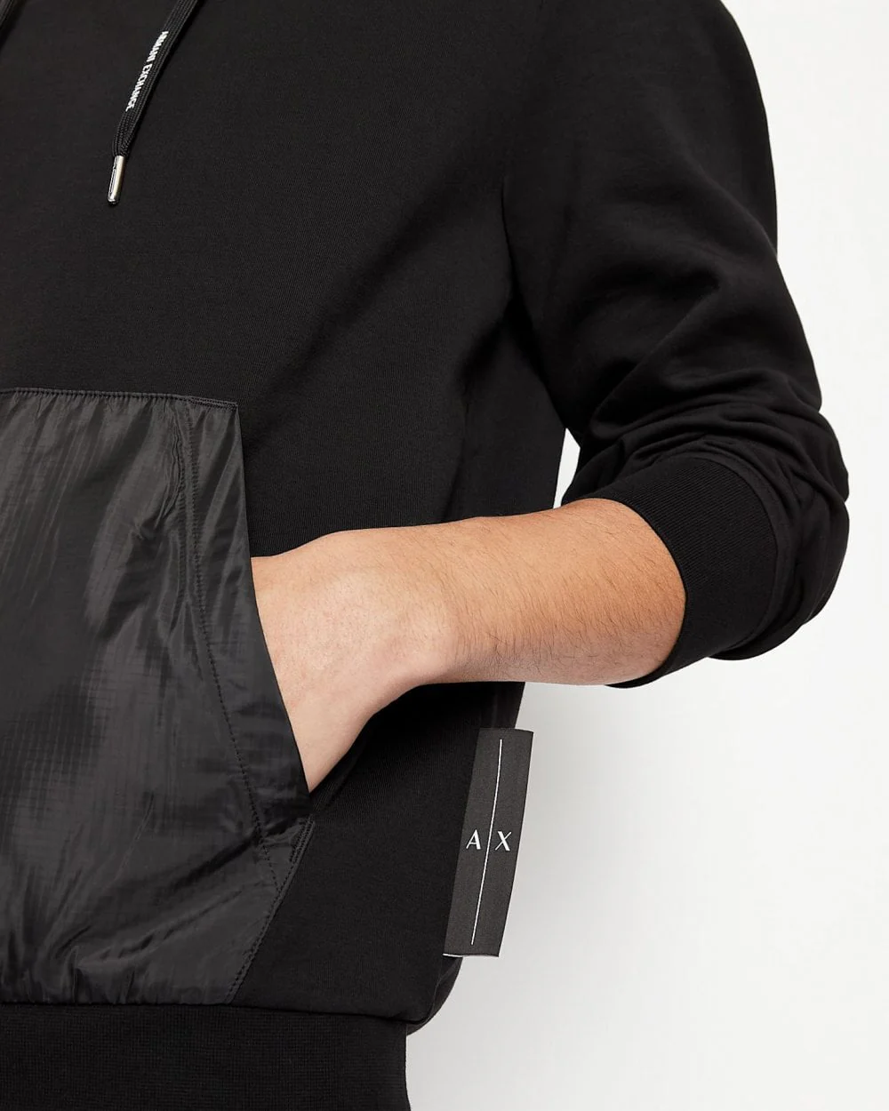 Armani Exchange Mens Techno Fabric Kangaroo Pouch Hoodie 3LZMFB - Image 4