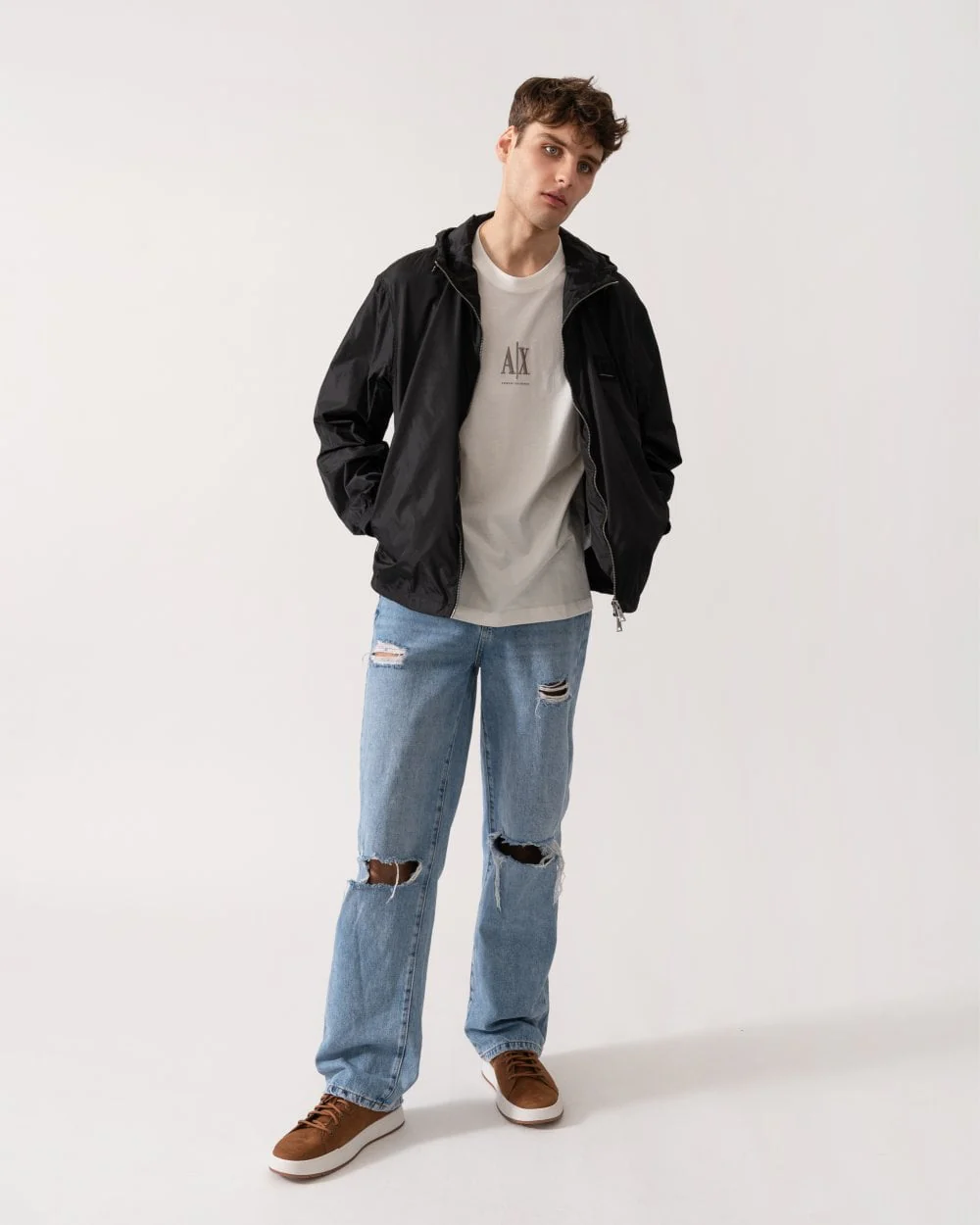 Armani Exchange Mens Windbreaker - Black UC001 - Image 3