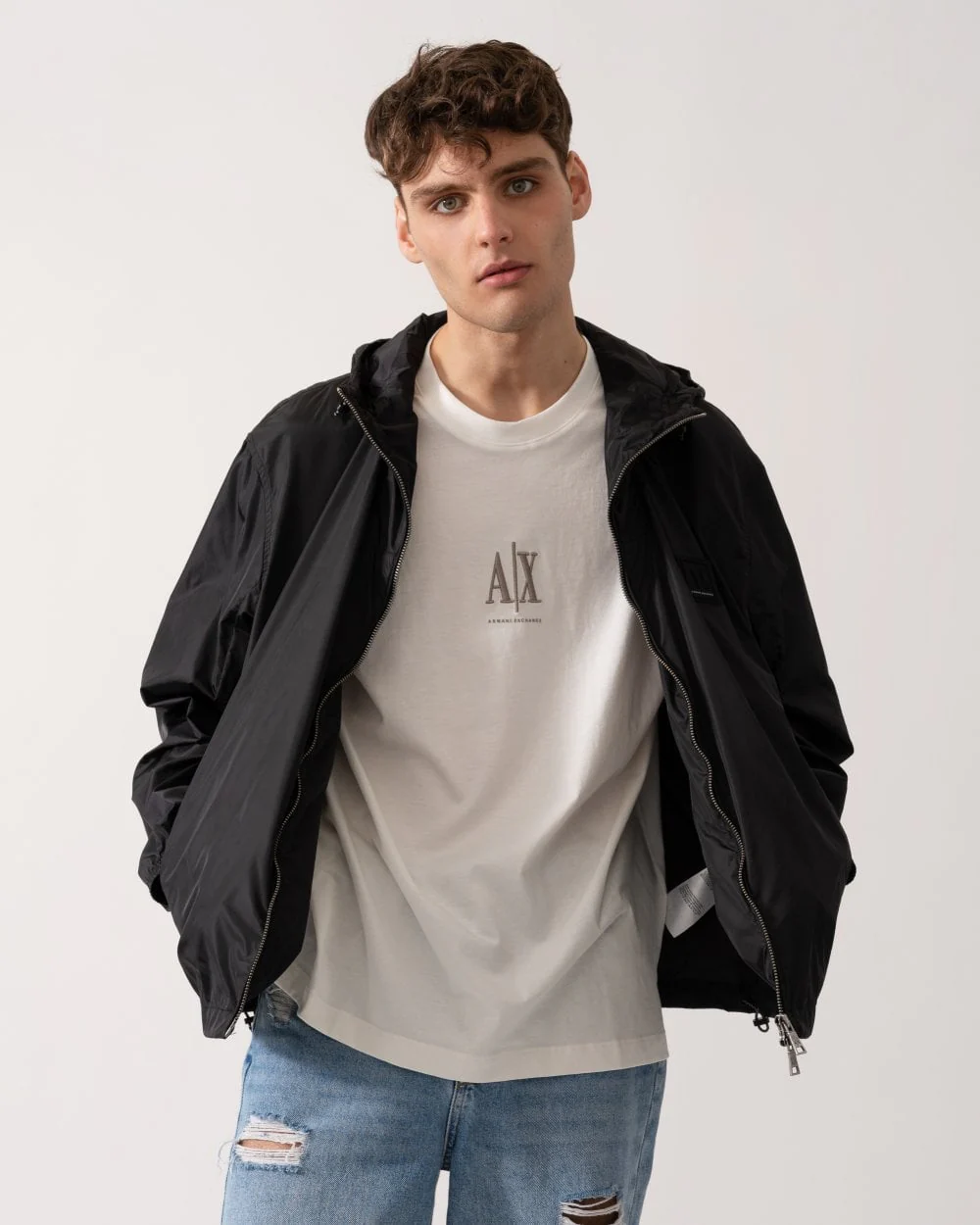 Armani Exchange Mens Windbreaker - Black UC001 - Image 4