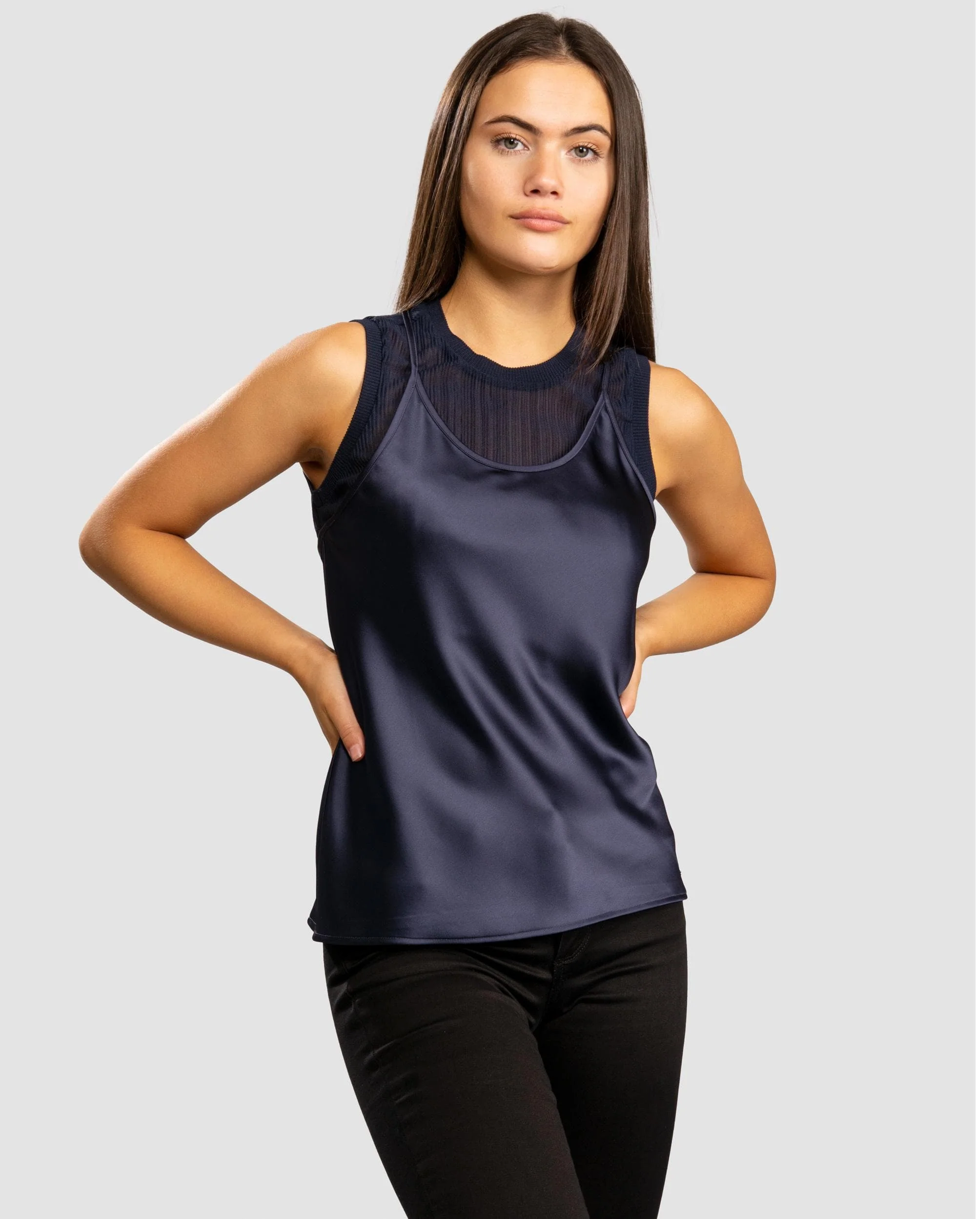 Armani Exchange Womens Layered Satin Blouse - Blueberry Jelly - Image 3