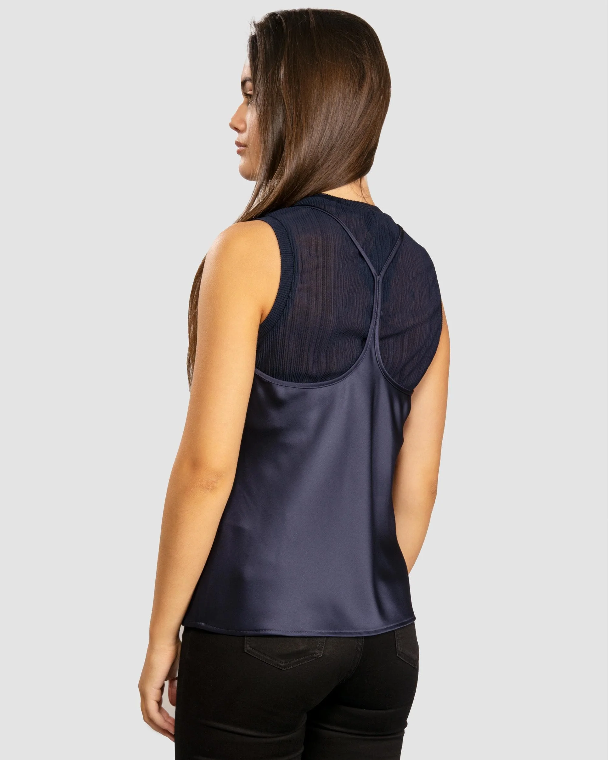 Armani Exchange Womens Layered Satin Blouse - Blueberry Jelly - Image 6