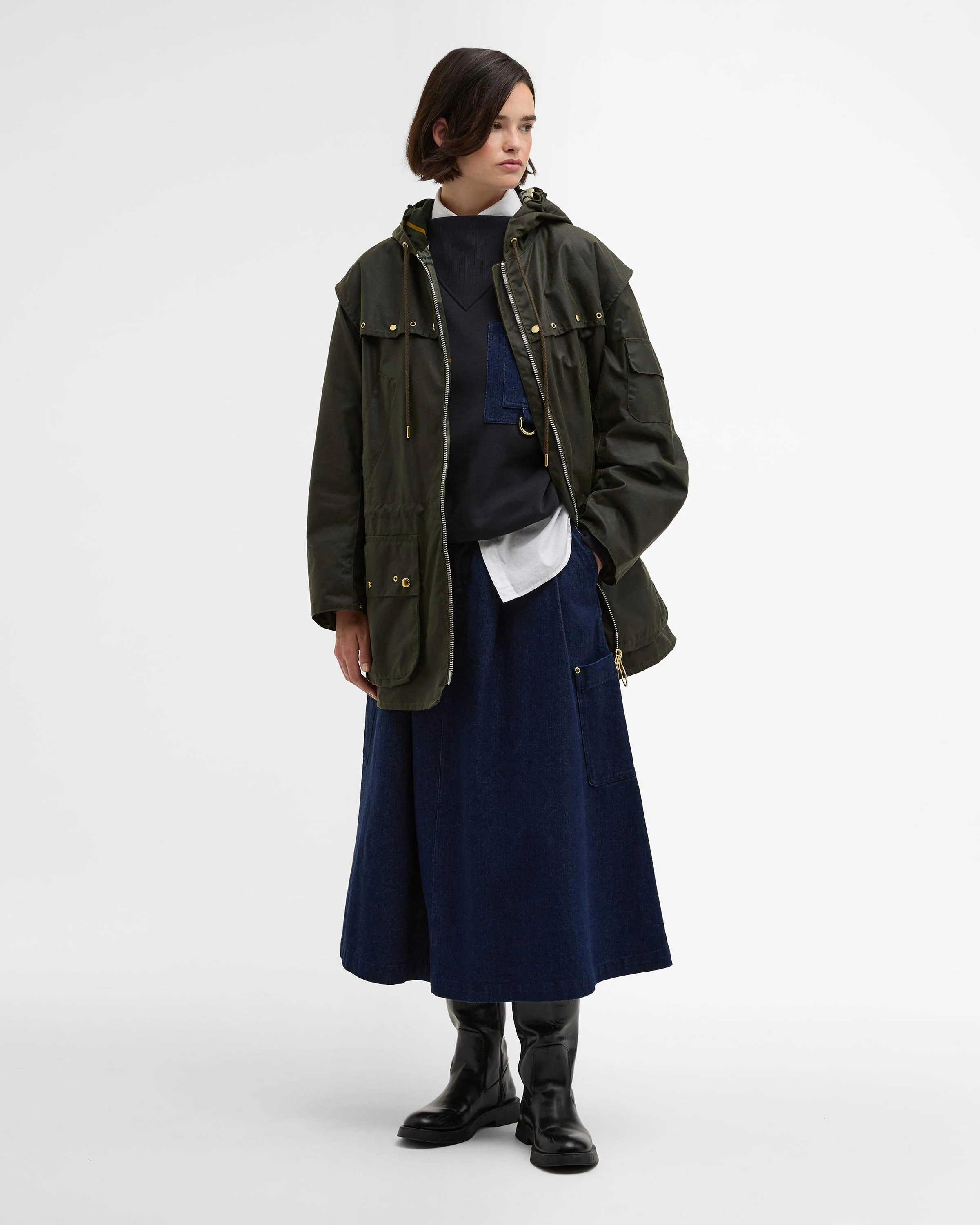 Barbour Aberford Womens Wax Jacket - Archive Olive/Ancient Tartan - Image 2