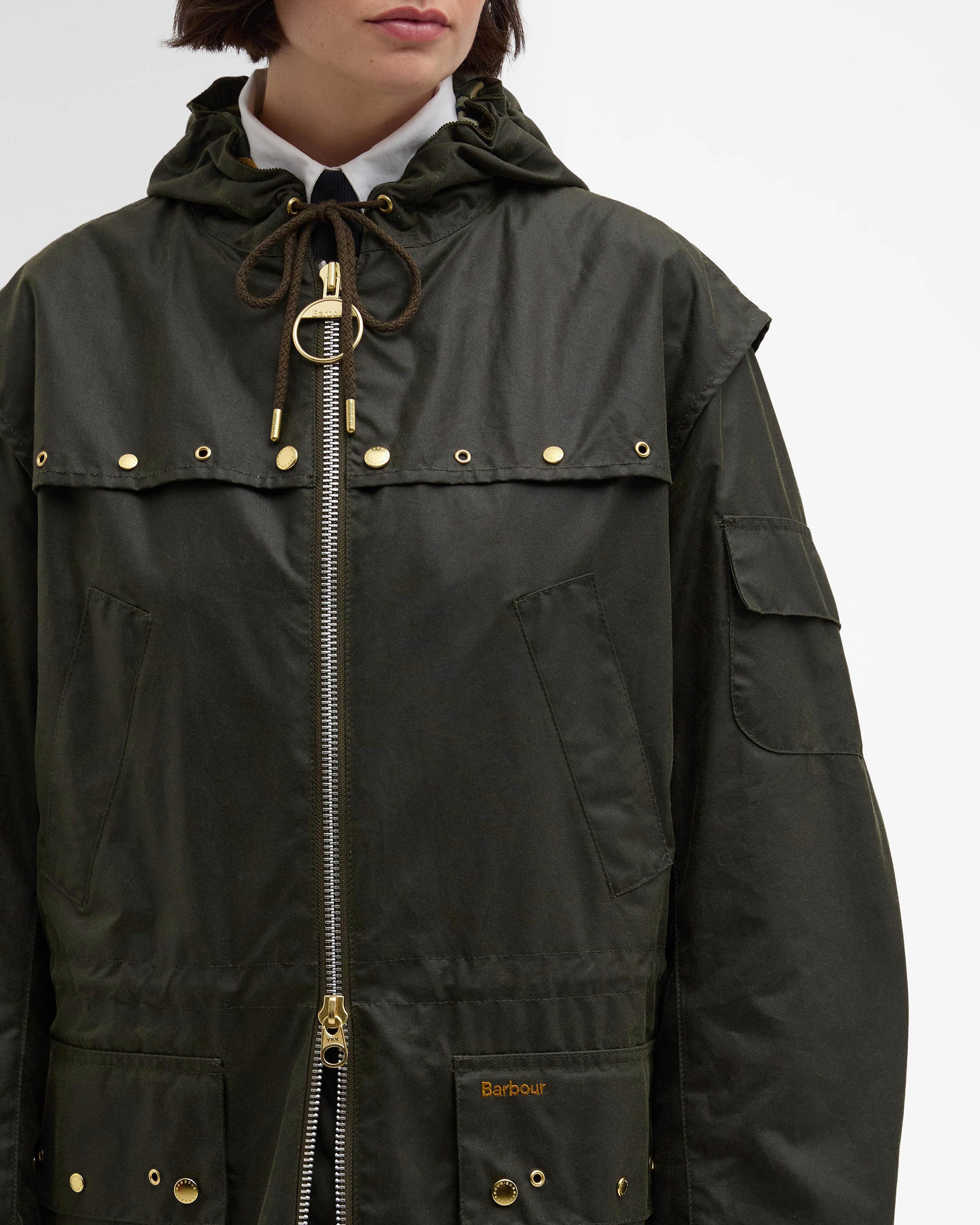 Barbour Aberford Womens Wax Jacket - Archive Olive/Ancient Tartan - Image 3