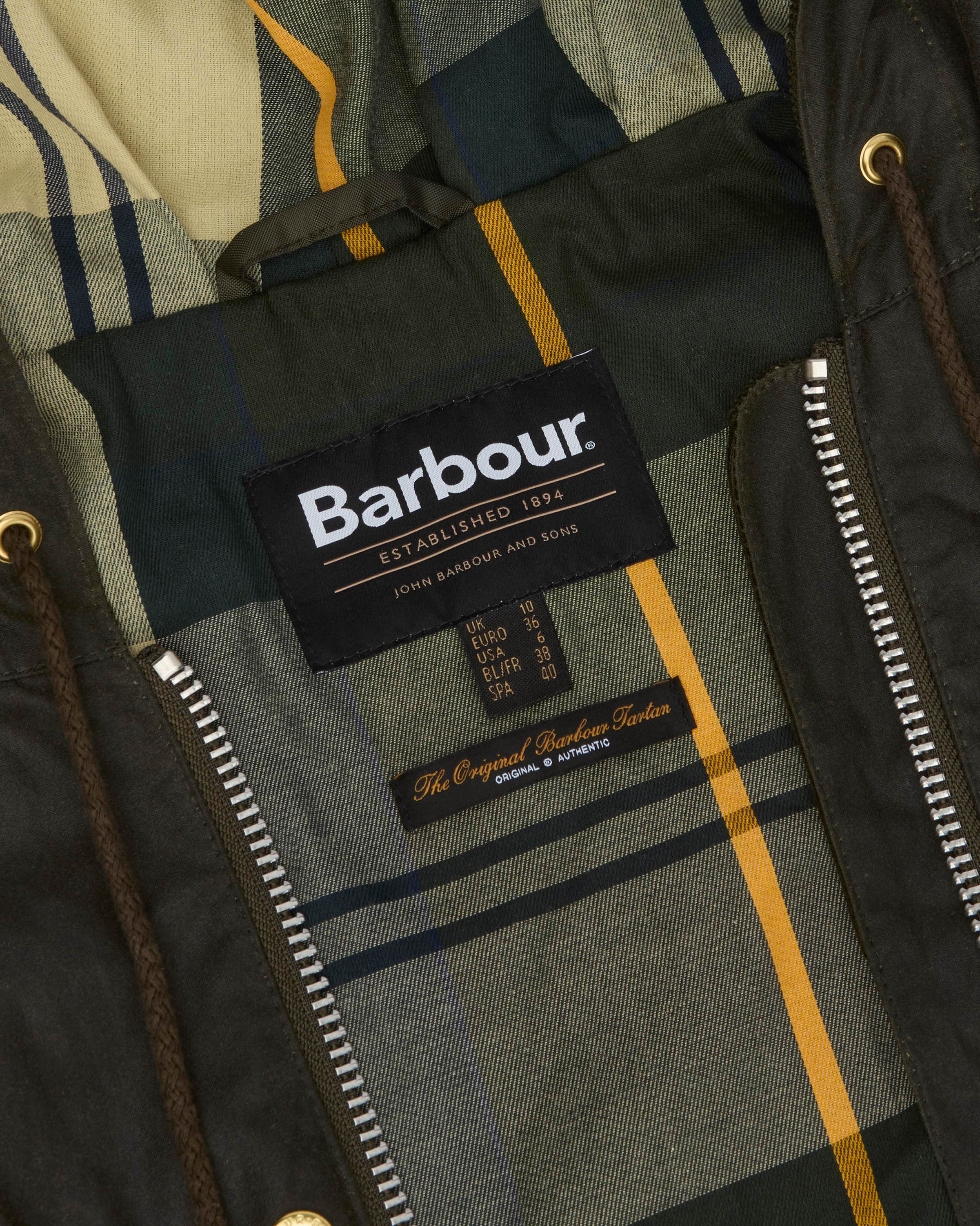 Barbour Aberford Womens Wax Jacket - Archive Olive/Ancient Tartan - Image 6