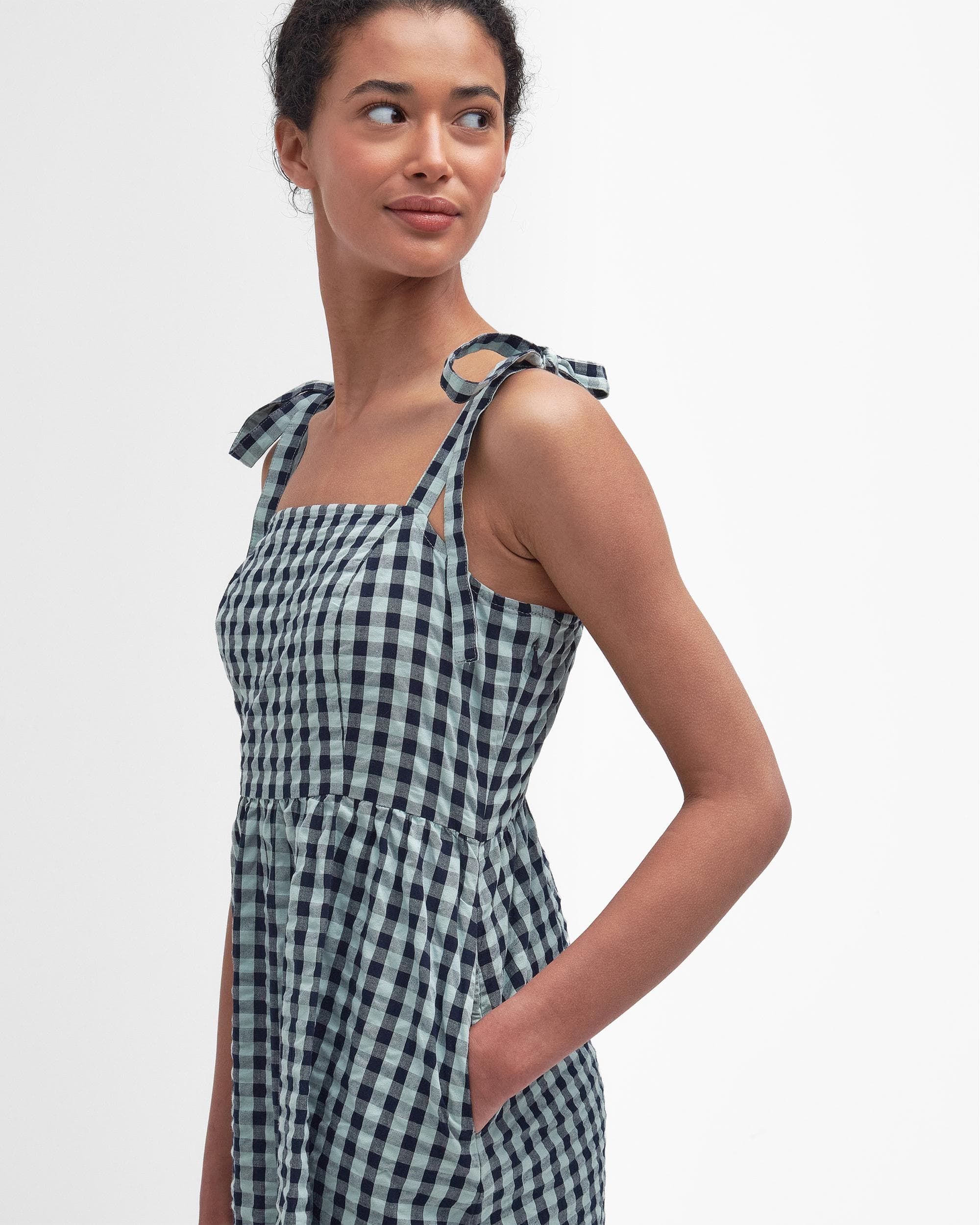 Barbour Abigail Womens Gingham Midi Dress - Image 2