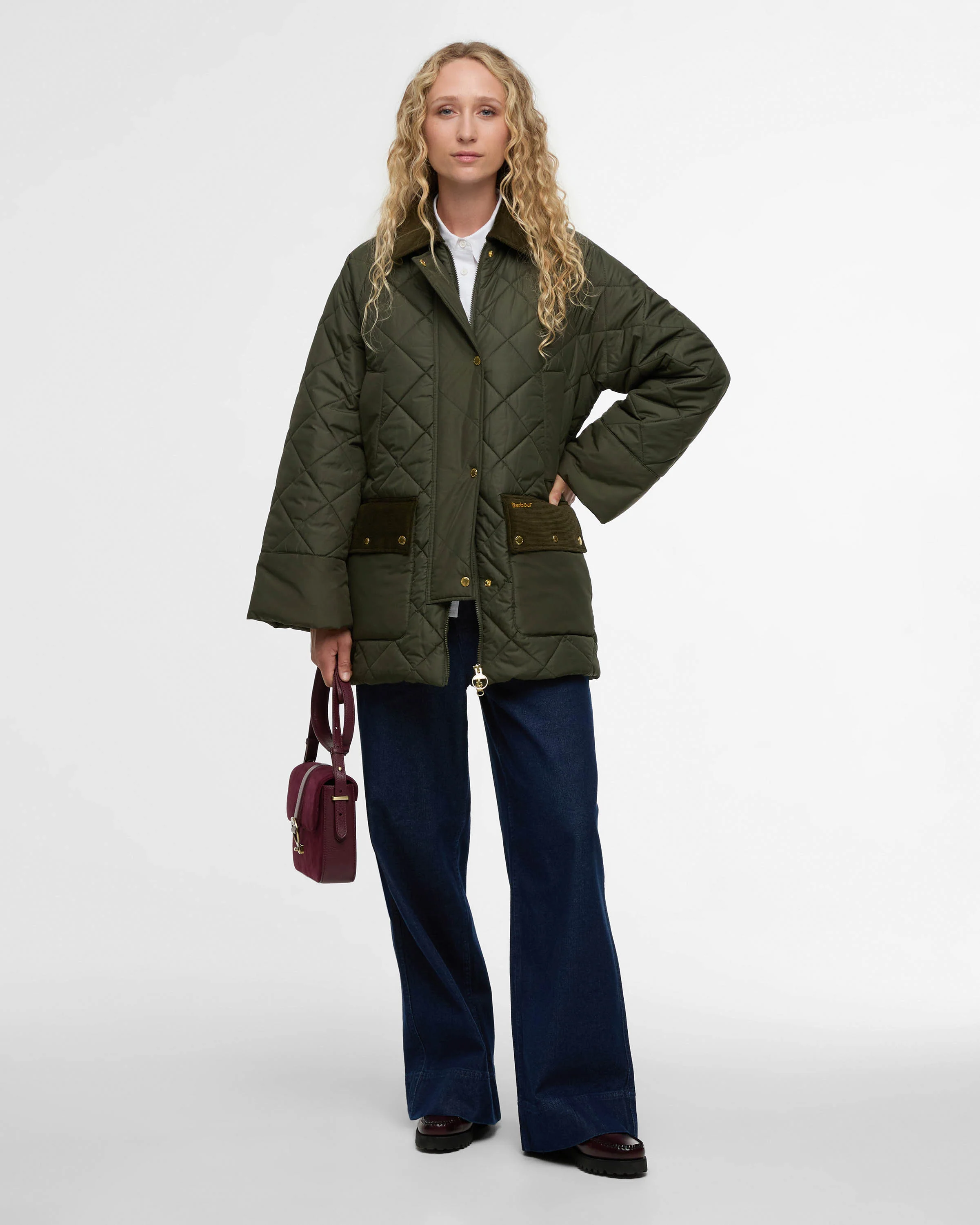 Barbour Aldburgh Womens Quilted Jacket - Olive/Ancient Tartan - Image 2