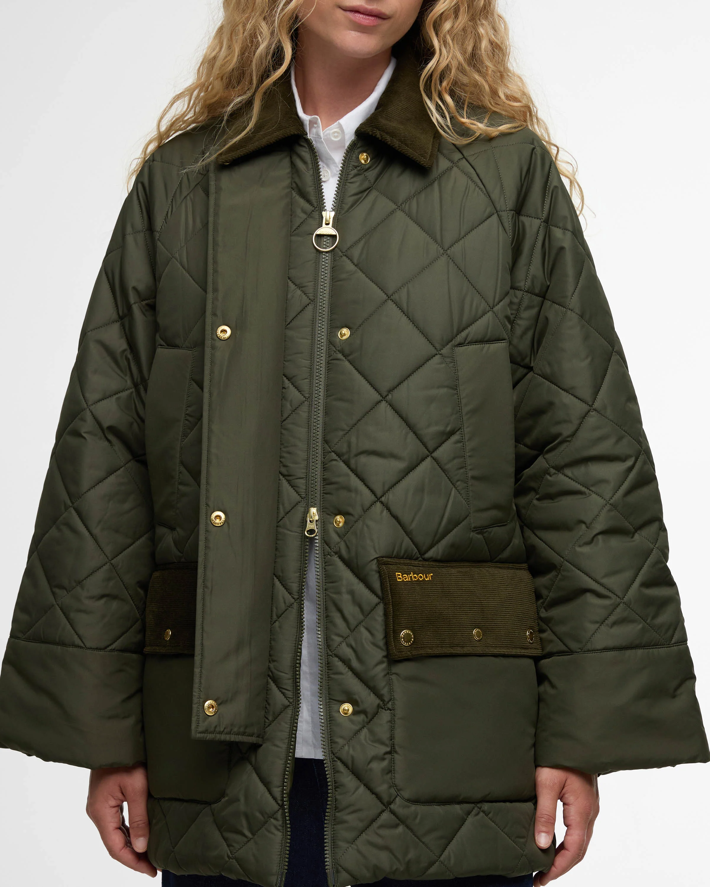 Barbour Aldburgh Womens Quilted Jacket - Olive/Ancient Tartan - Image 4