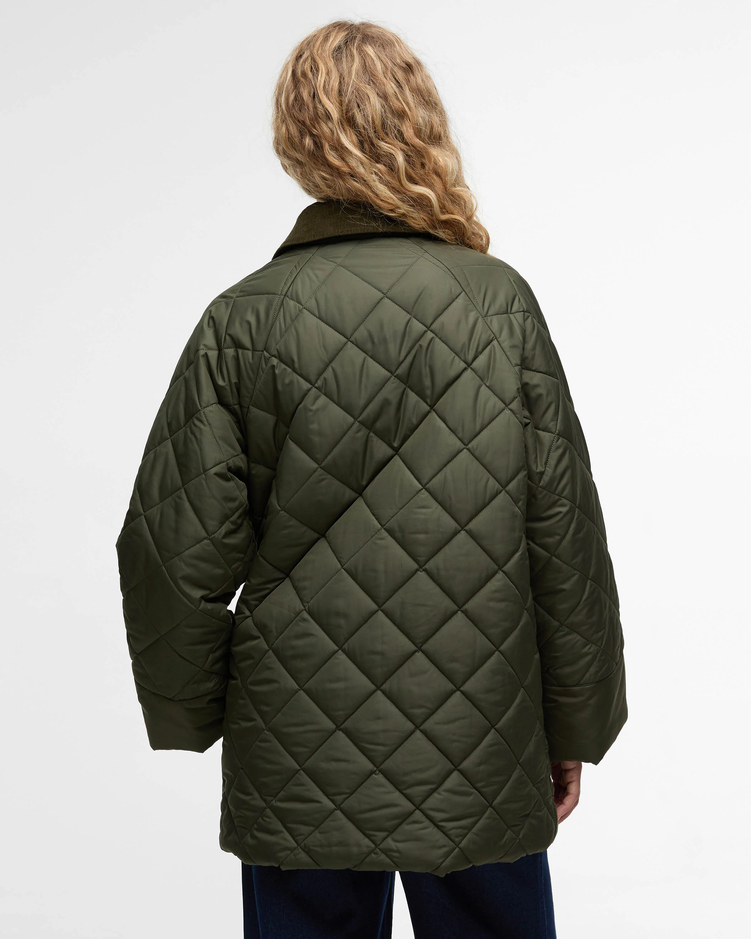 Barbour Aldburgh Womens Quilted Jacket - Olive/Ancient Tartan - Image 5