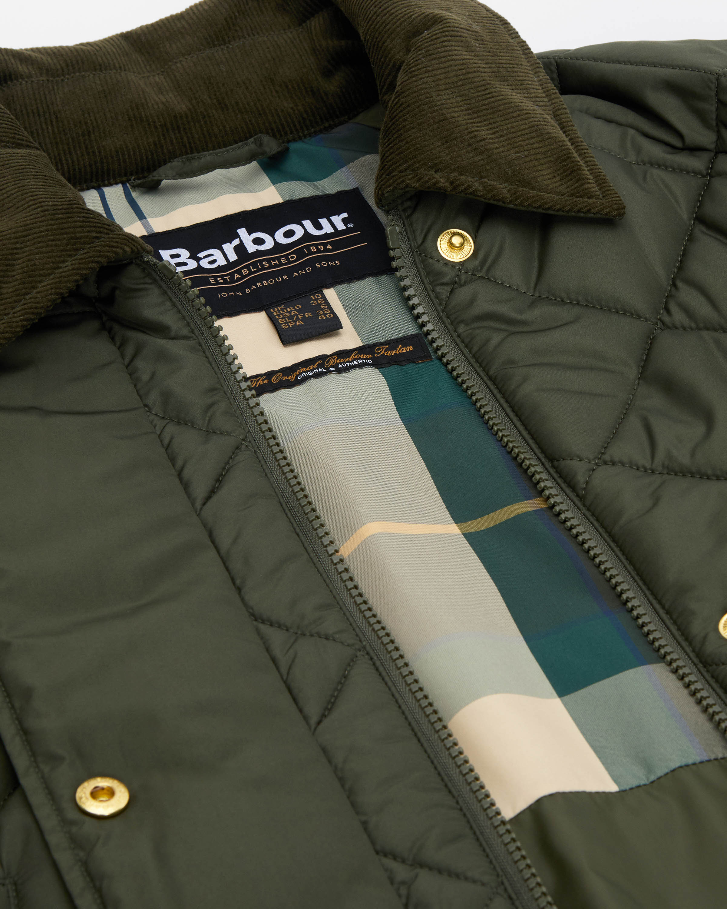 Barbour Aldburgh Womens Quilted Jacket - Olive/Ancient Tartan - Image 7