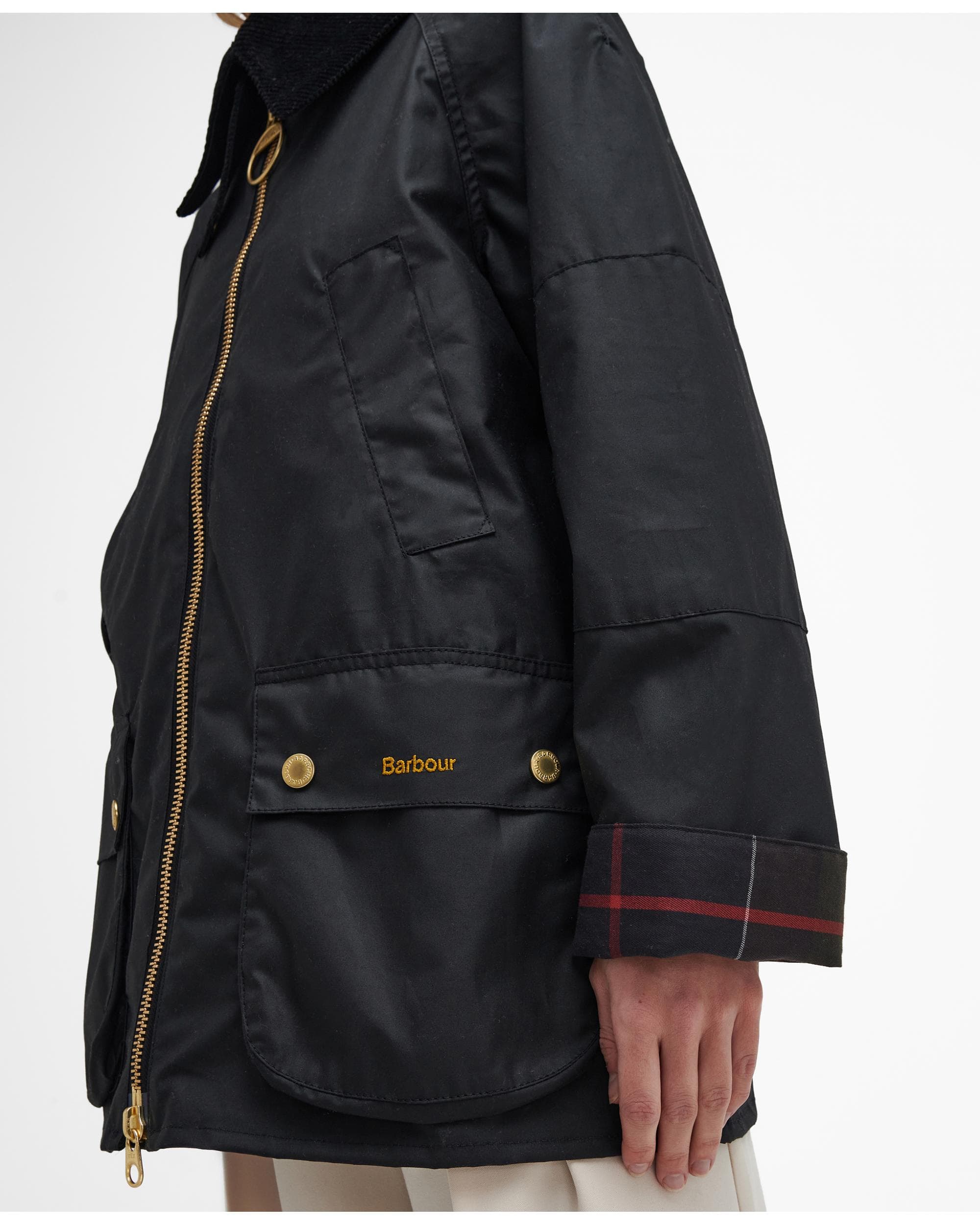 Barbour Allerston Womens Wax Jacket - Black/Classic - Image 5