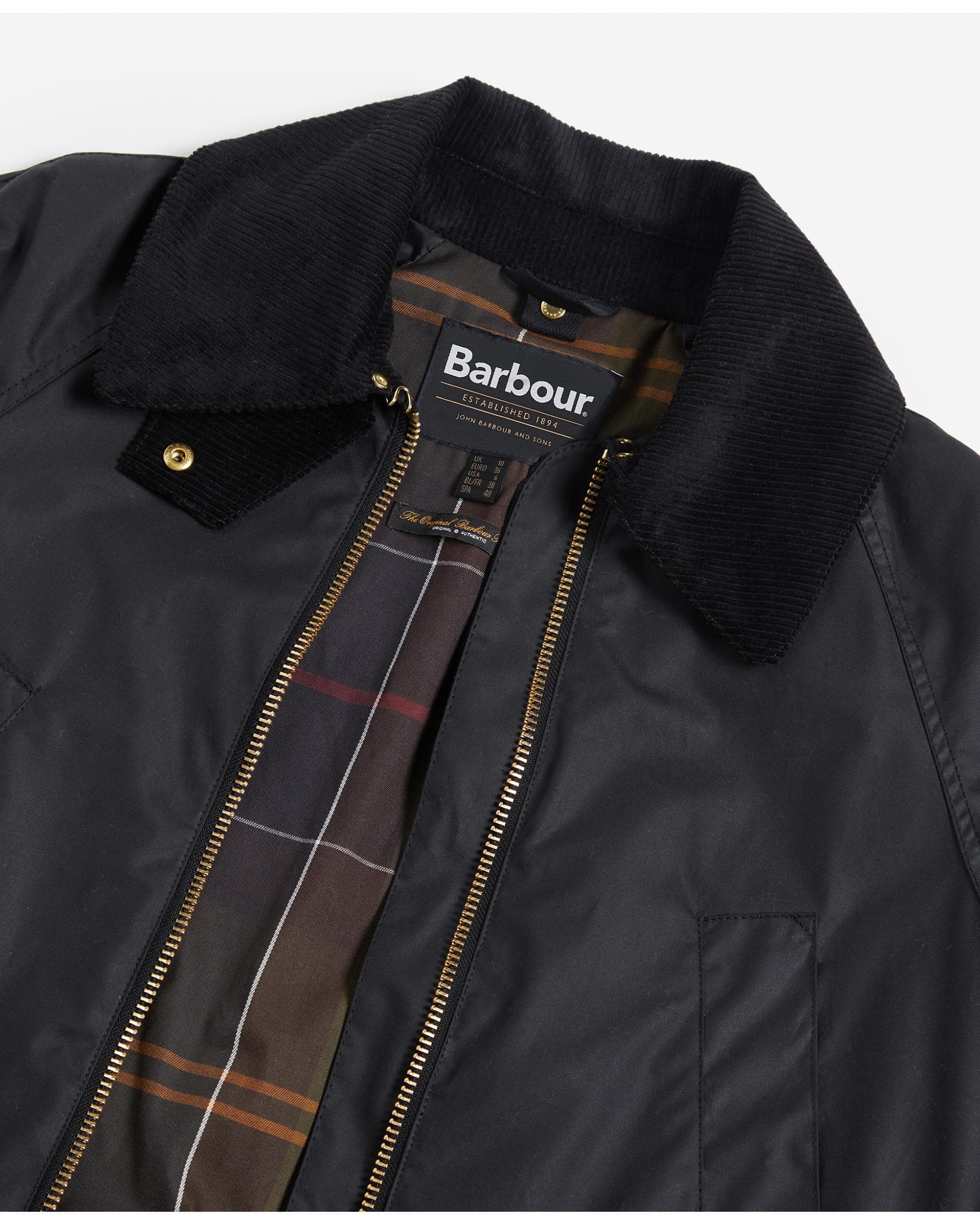 Barbour Allerston Womens Wax Jacket - Black/Classic - Image 8