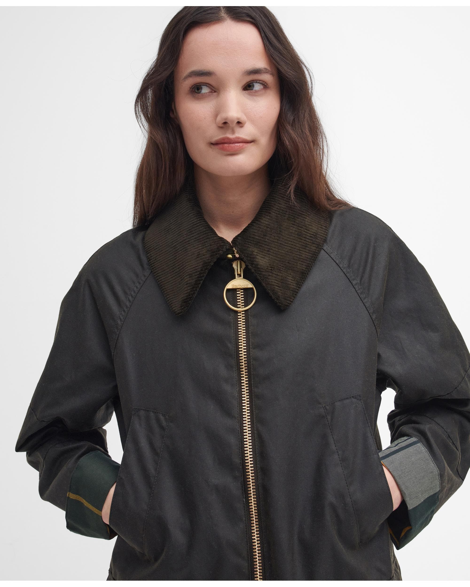 Barbour Allerston Womens Wax Jacket - Olive/Ancient - Image 2