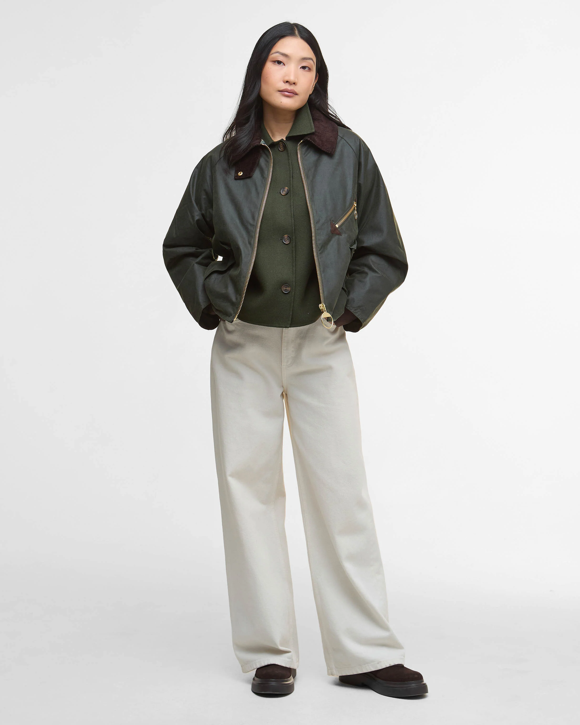 Barbour Arlene Womens Wax Jacket - Fern/Ancient Tartan - Image 4