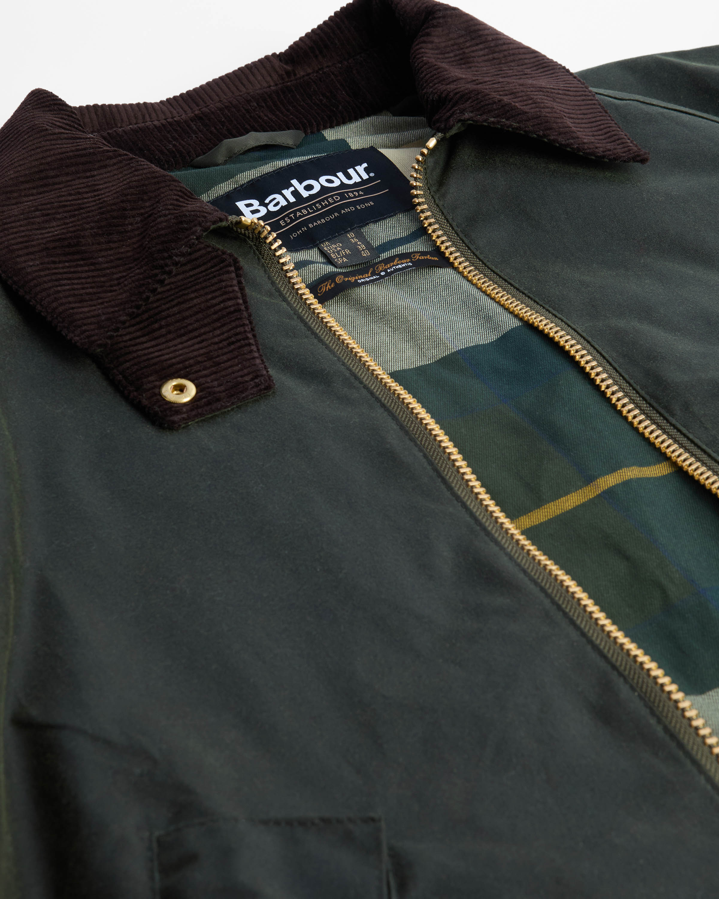 Barbour Arlene Womens Wax Jacket - Fern/Ancient Tartan - Image 5