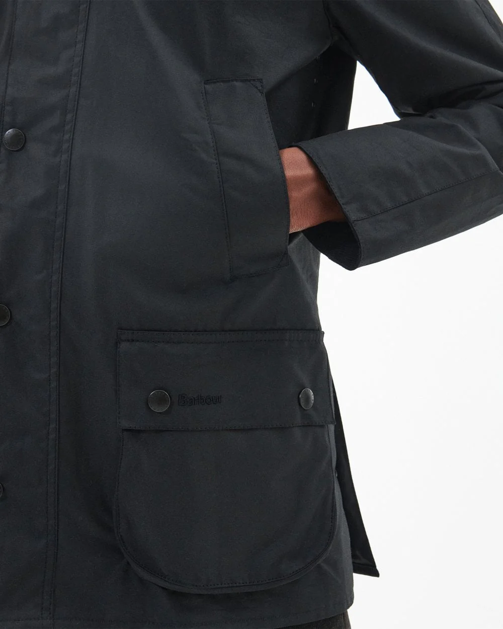 Barbour Ashby Mens Wax Jacket - Black/Classic - Image 3