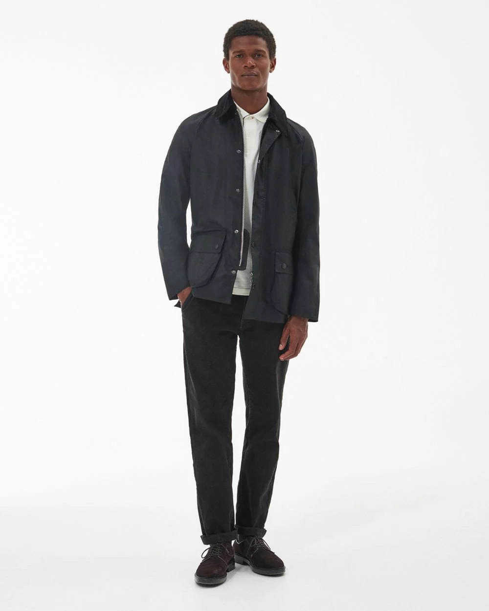 Barbour Ashby Mens Wax Jacket - Black/Classic - Image 4