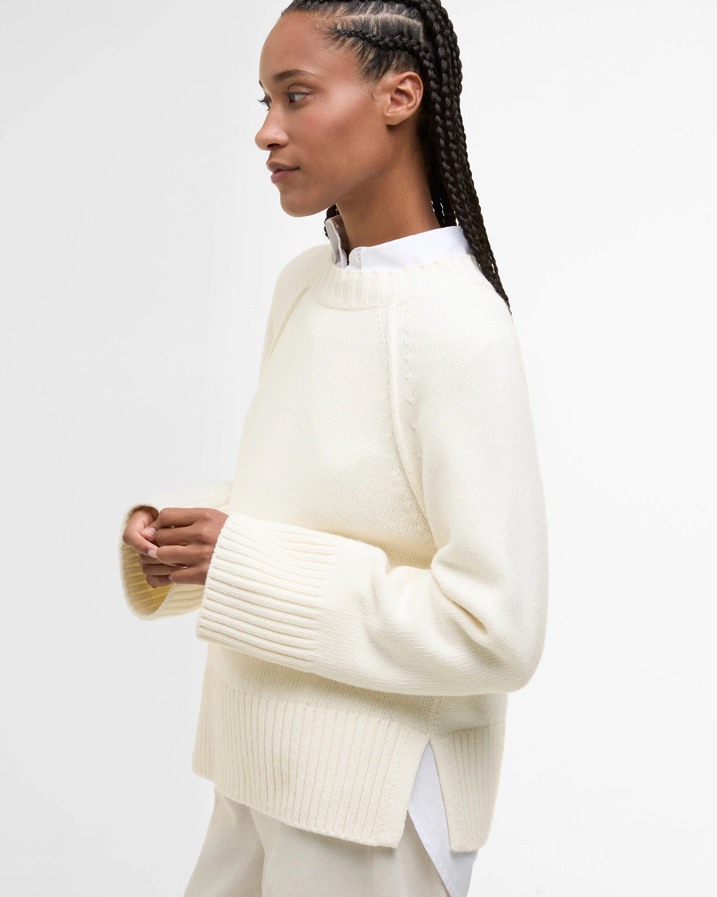 Barbour Ashdon Womens Knitted Jumper - Ecru - Image 2