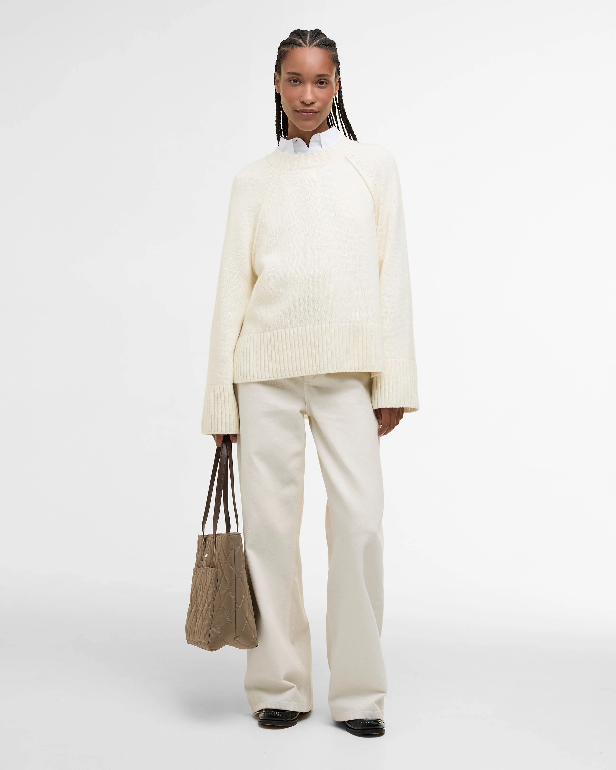 Barbour Ashdon Womens Knitted Jumper - Ecru - Image 3
