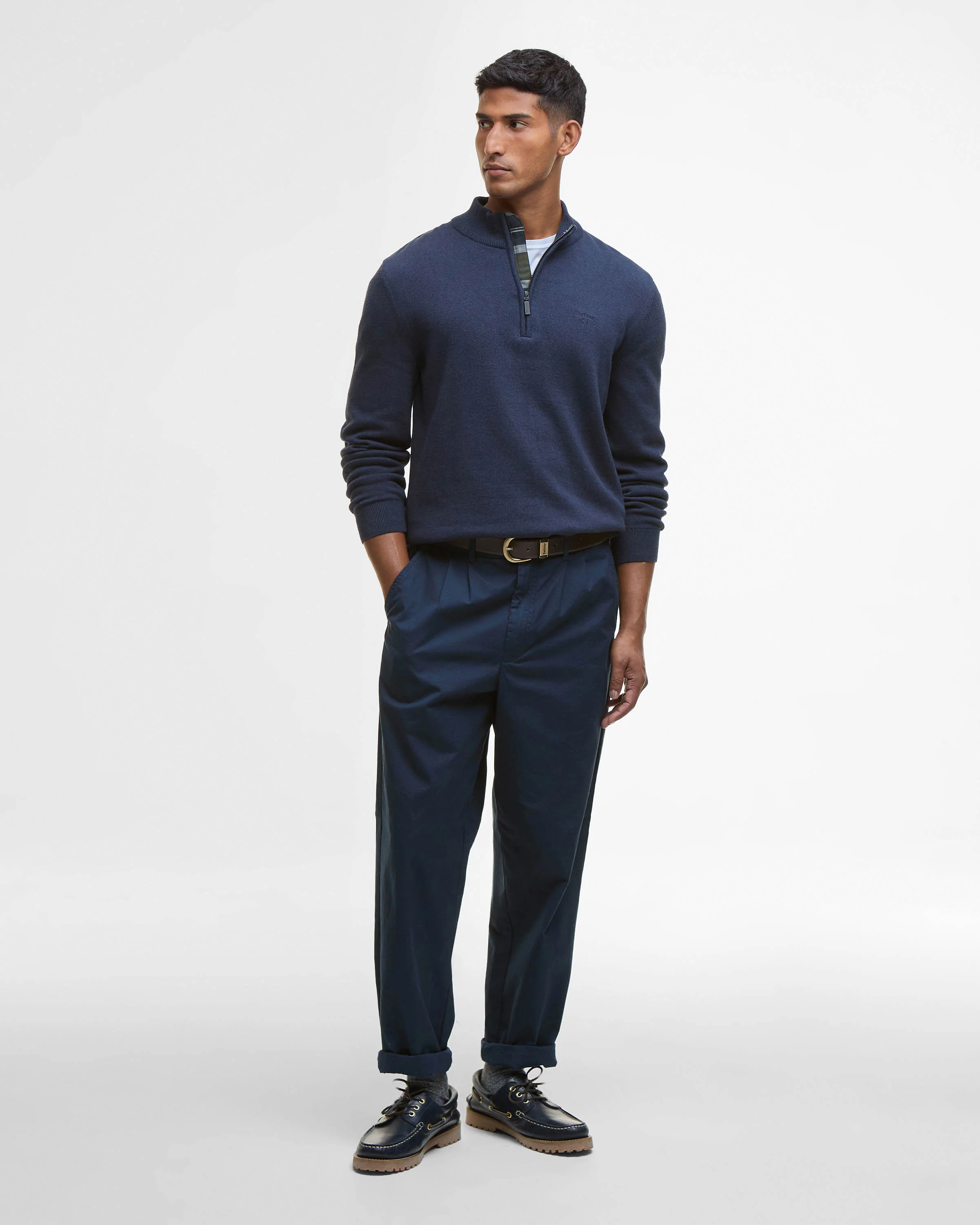 Barbour Avoch Mens Half Zip Jumper - Navy Marl - Image 3