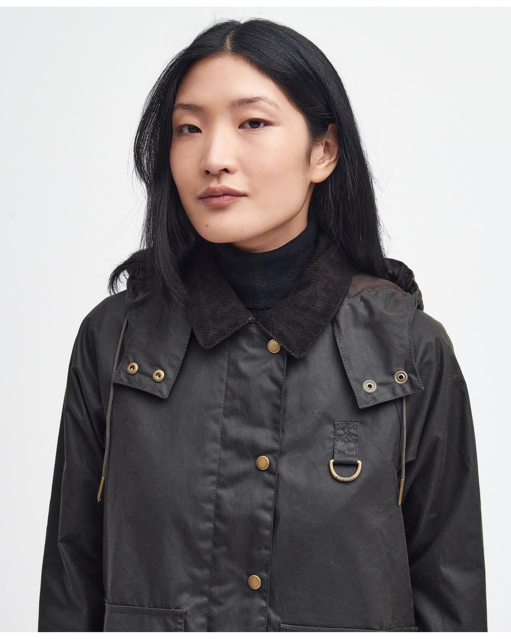 Barbour Avon Wax Womens Jacket - Olive/Classic - Image 2