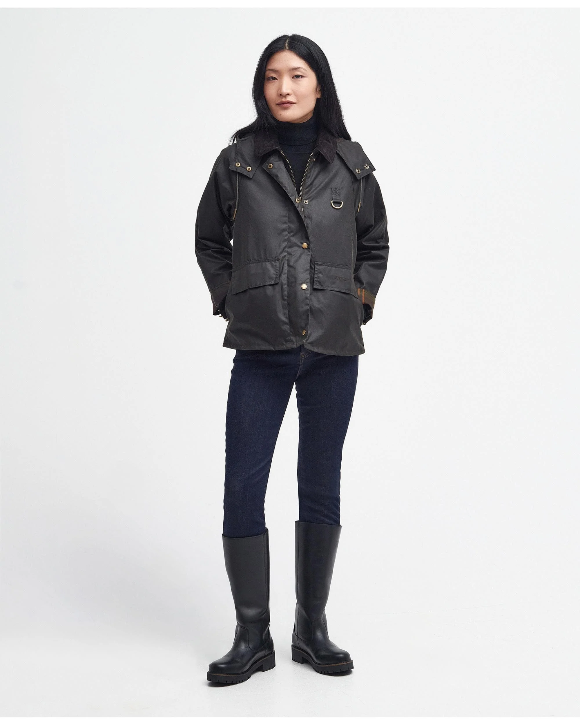 Barbour Avon Wax Womens Jacket - Olive/Classic - Image 4