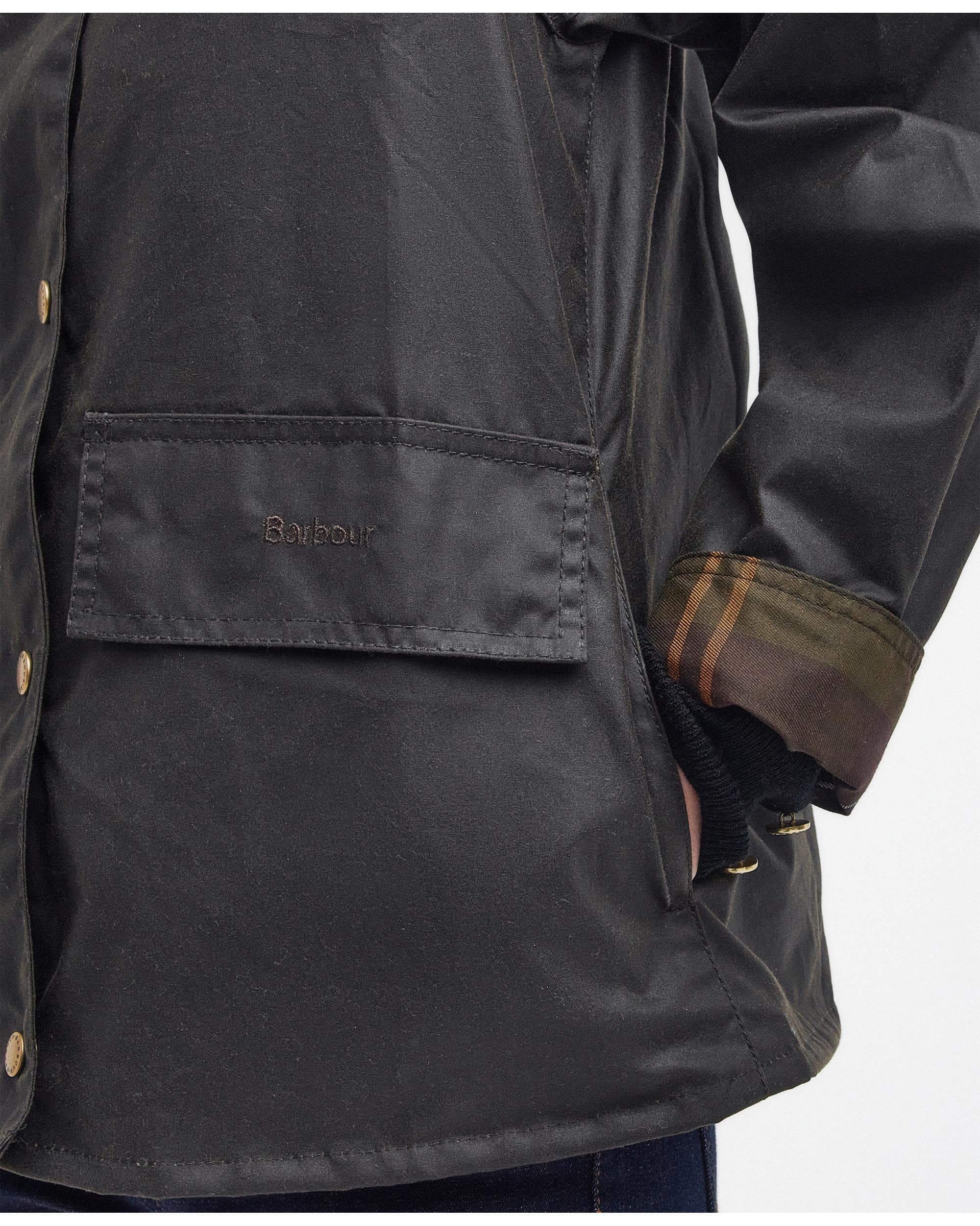 Barbour Avon Wax Womens Jacket - Olive/Classic - Image 6